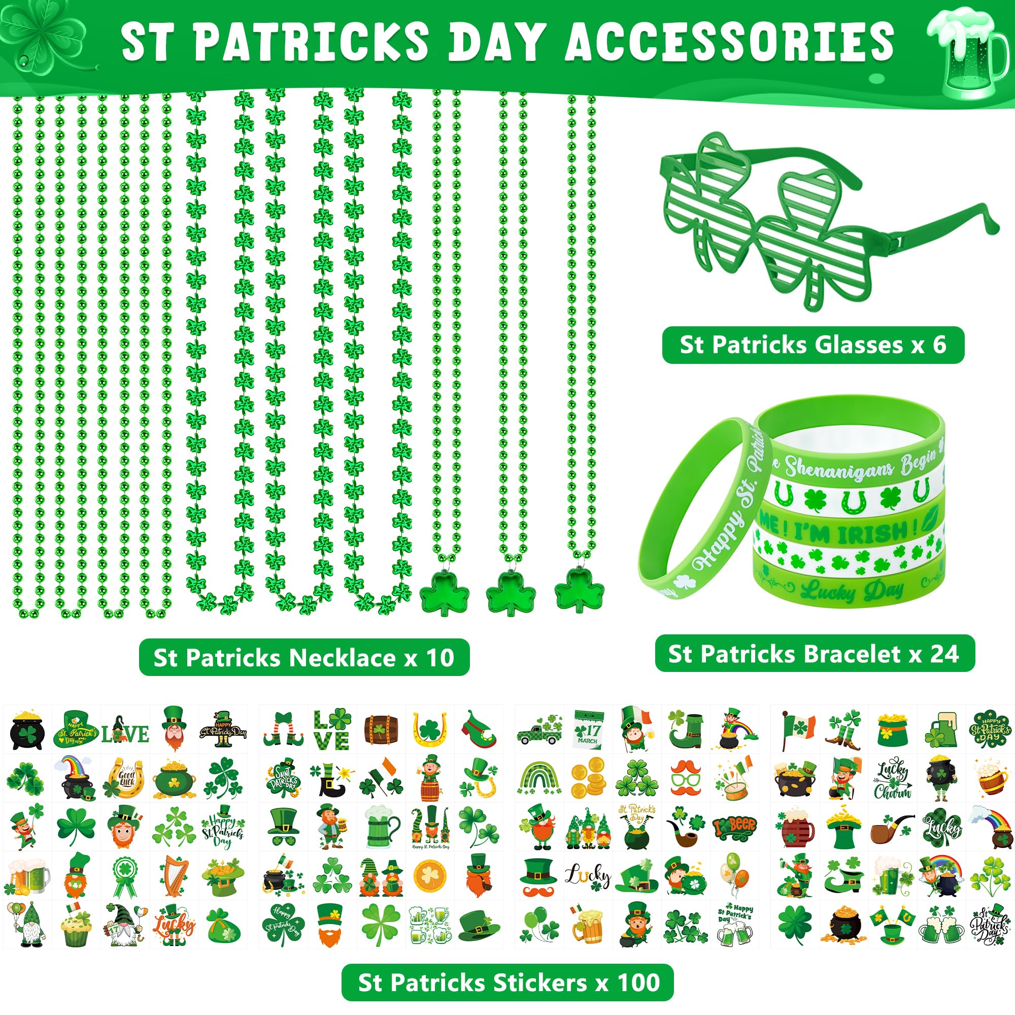 Foto 3 pulgar | Accesorios Para El Día De San Patricio, Eoboh, 140 Piezas, Collares Para Gafas - Venta Internacional.