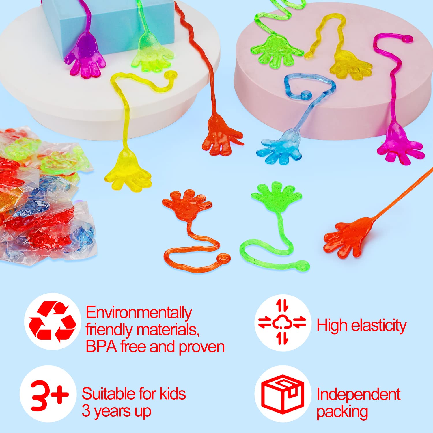 Foto 3 | Party Favors Thremhoo, 200 Unidades, Manos Adhesivas Con Purpurina Para Niños - Venta Internacional.