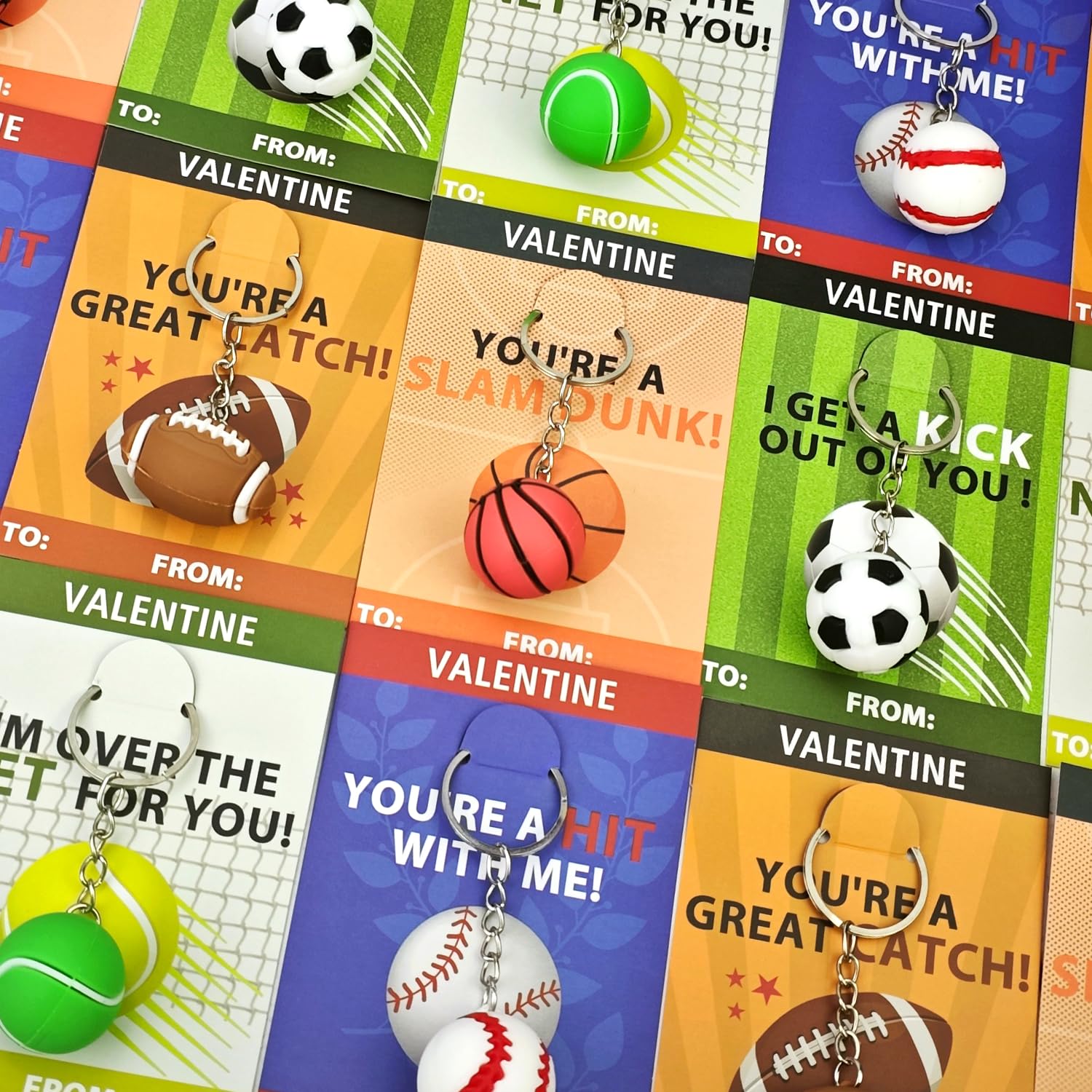 Foto 2 pulgar | Tarjetas De Regalo De San Valentín Para Niños, Paquete De 30 Con Llaveros Deportivos - Venta Internacional.
