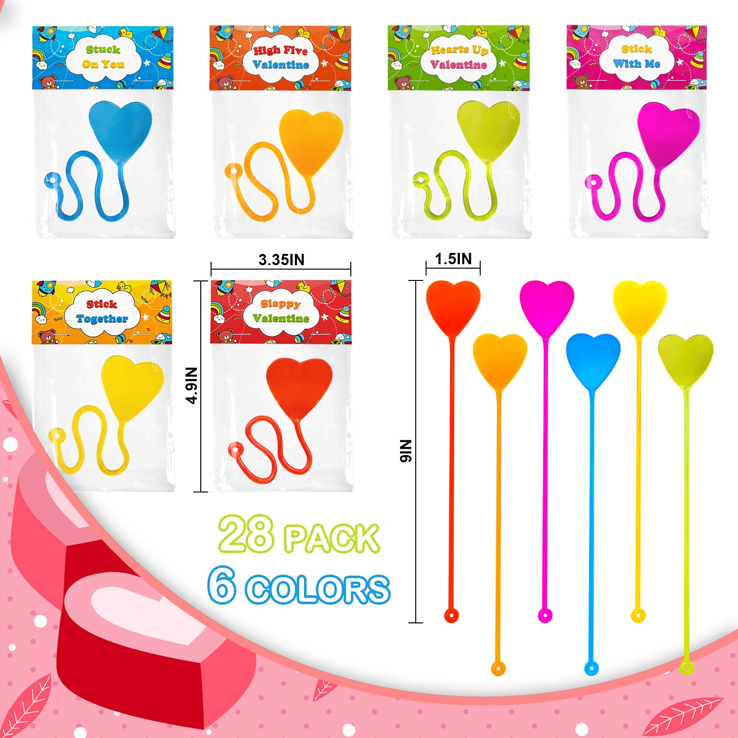 Foto 3 pulgar | Paquete De 28 Regalos Sin Caramelos Para El Día De San Valentín Con Juguetes Sticky Hands - Venta Internacional.