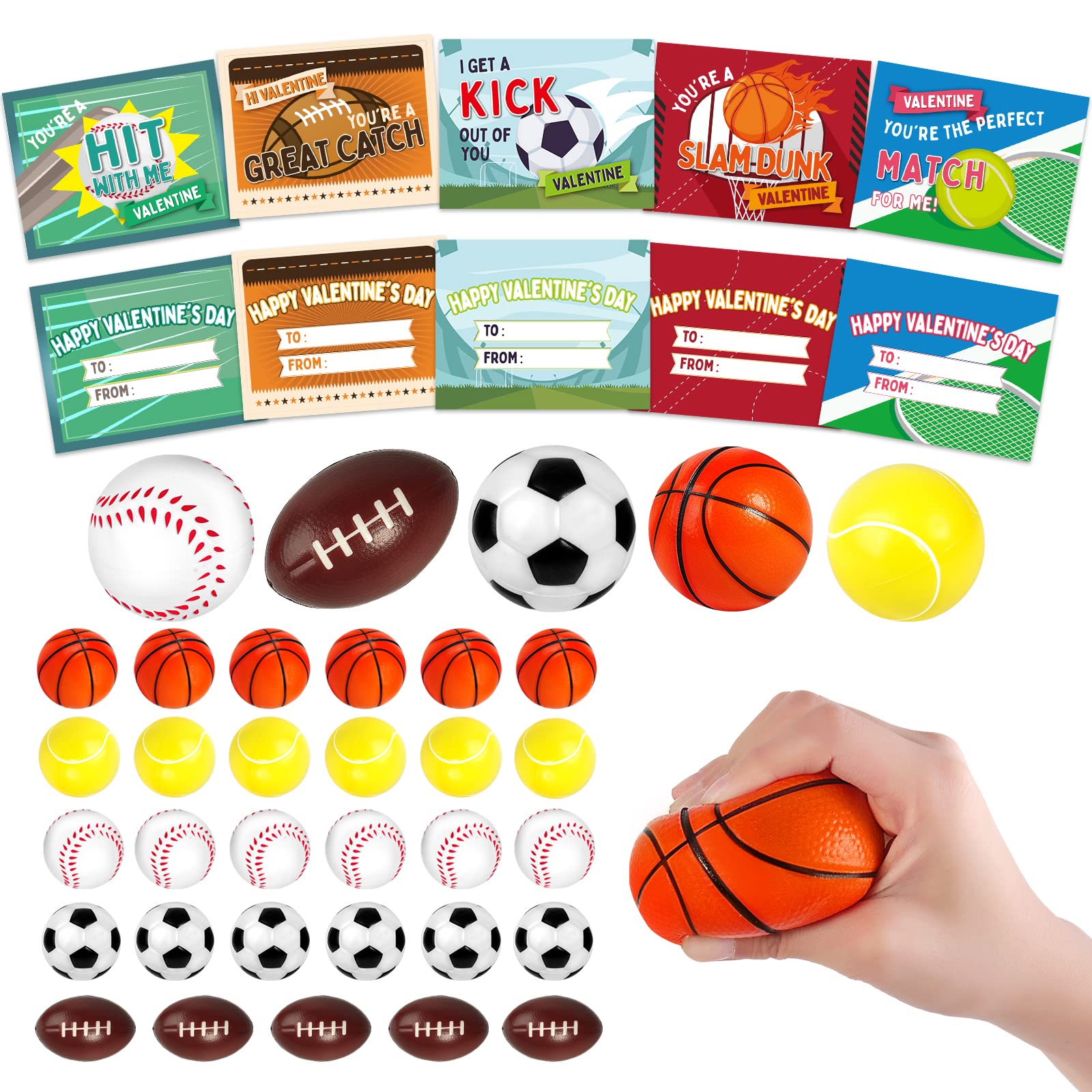 Foto 2 pulgar | Set De Tarjetas De San Valentín Y Minipelotas Deportivas Para Niños X30 - Venta Internacional.