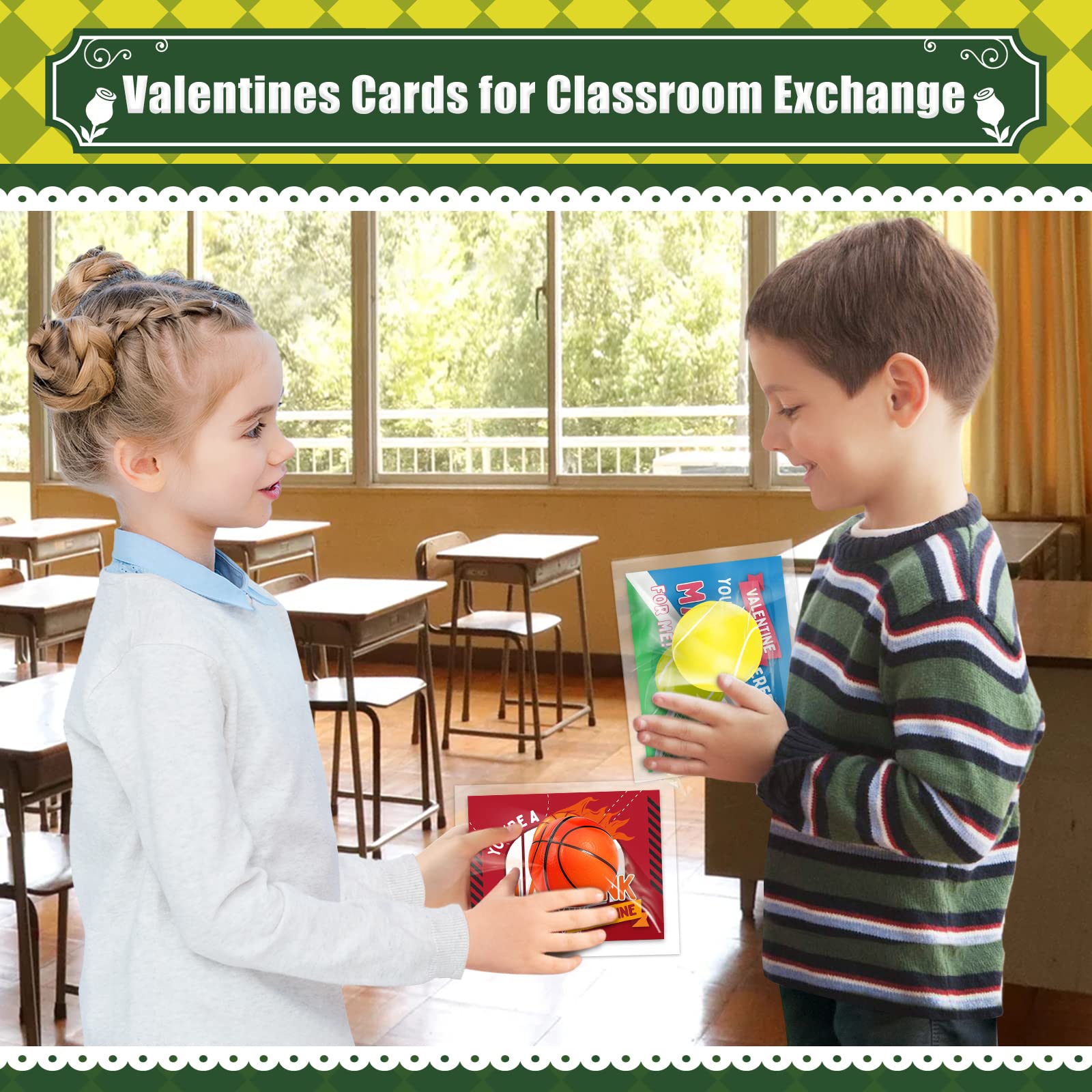 Foto 8 pulgar | Set De Tarjetas De San Valentín Y Minipelotas Deportivas Para Niños X30 - Venta Internacional.