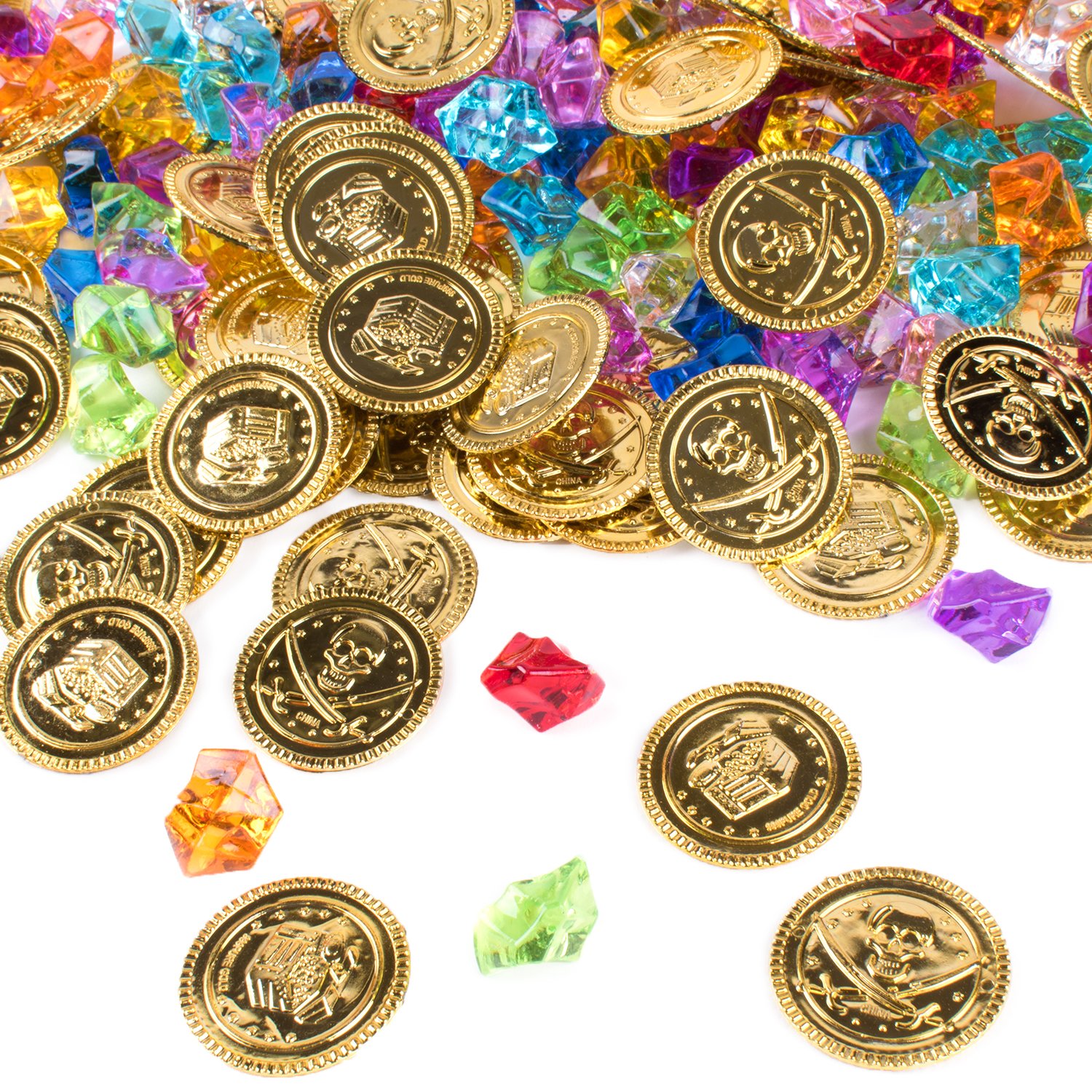 Foto 2 pulgar | Set De Monedas Y Gemas Piratas De Plástico Dorado (240 Piezas) - Venta Internacional.