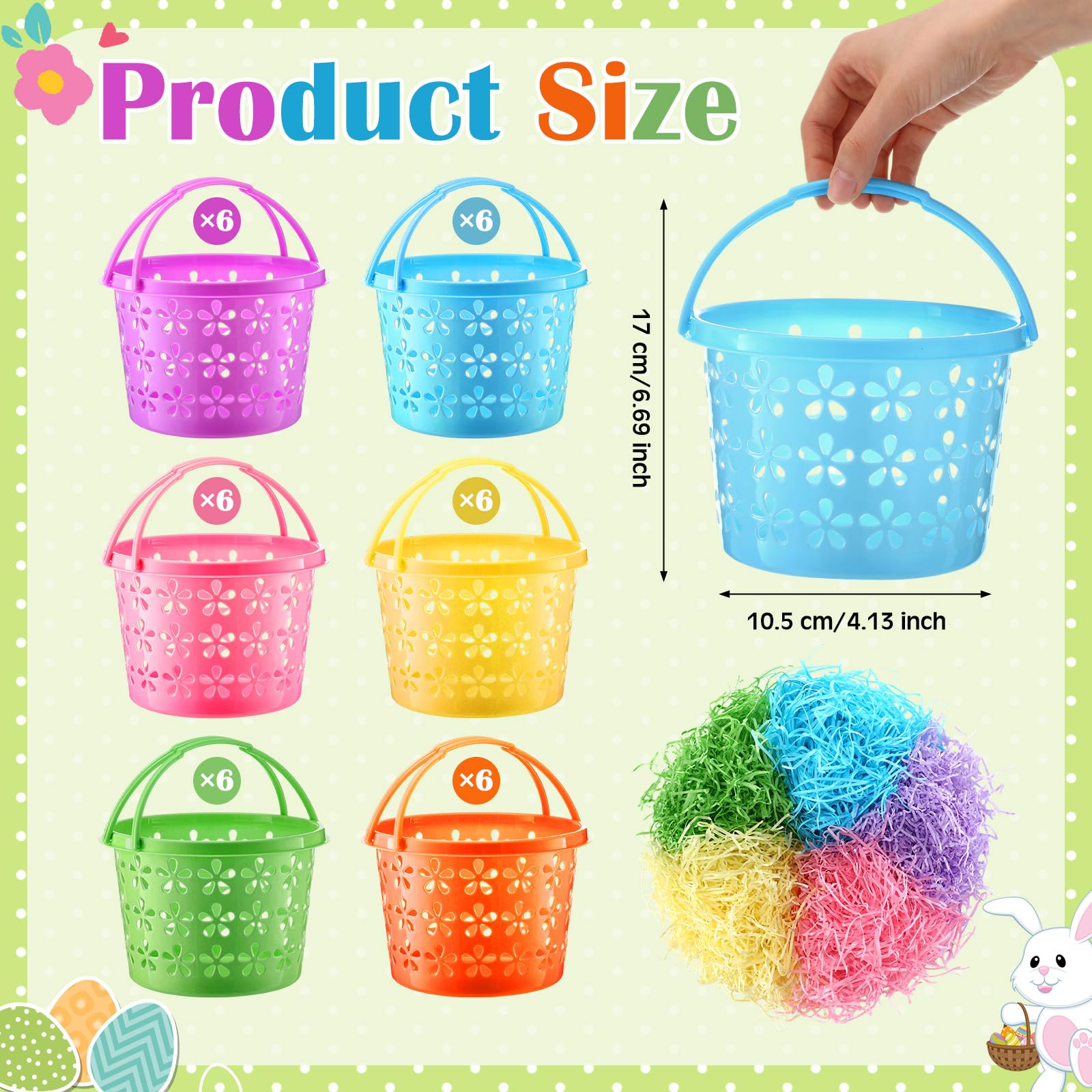Foto 3 pulgar | Cestas De Pascua Macarrie, 36 Unidades, Para Niños, Con Hierba Y Huevos - Venta Internacional.