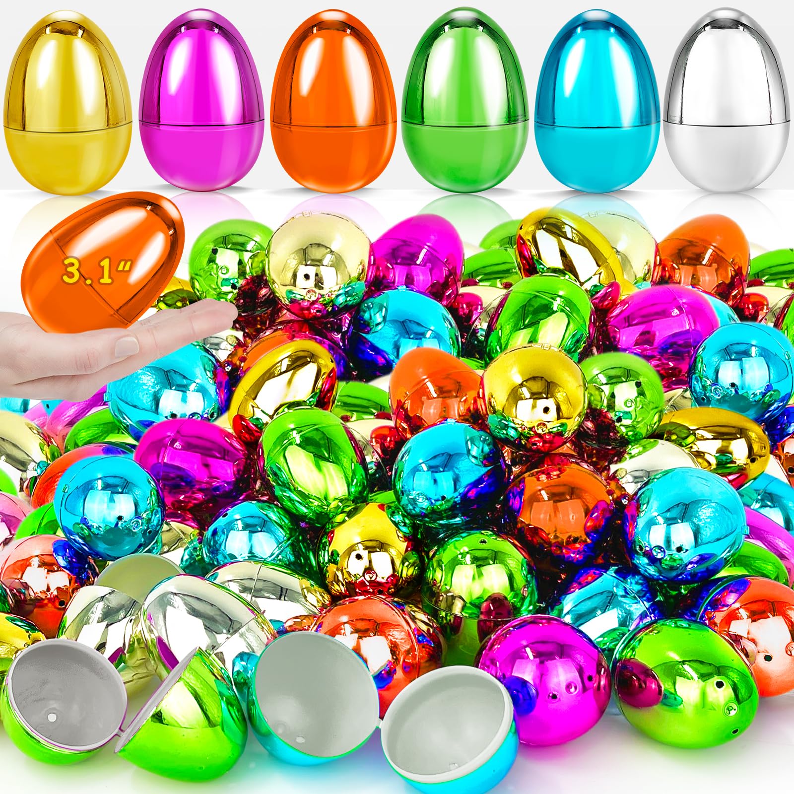 Huevos De Pascua Turnmeon, 48 Unidades, 8 Cm, Color Dorado Metalizado, Plástico - Venta Internacional.