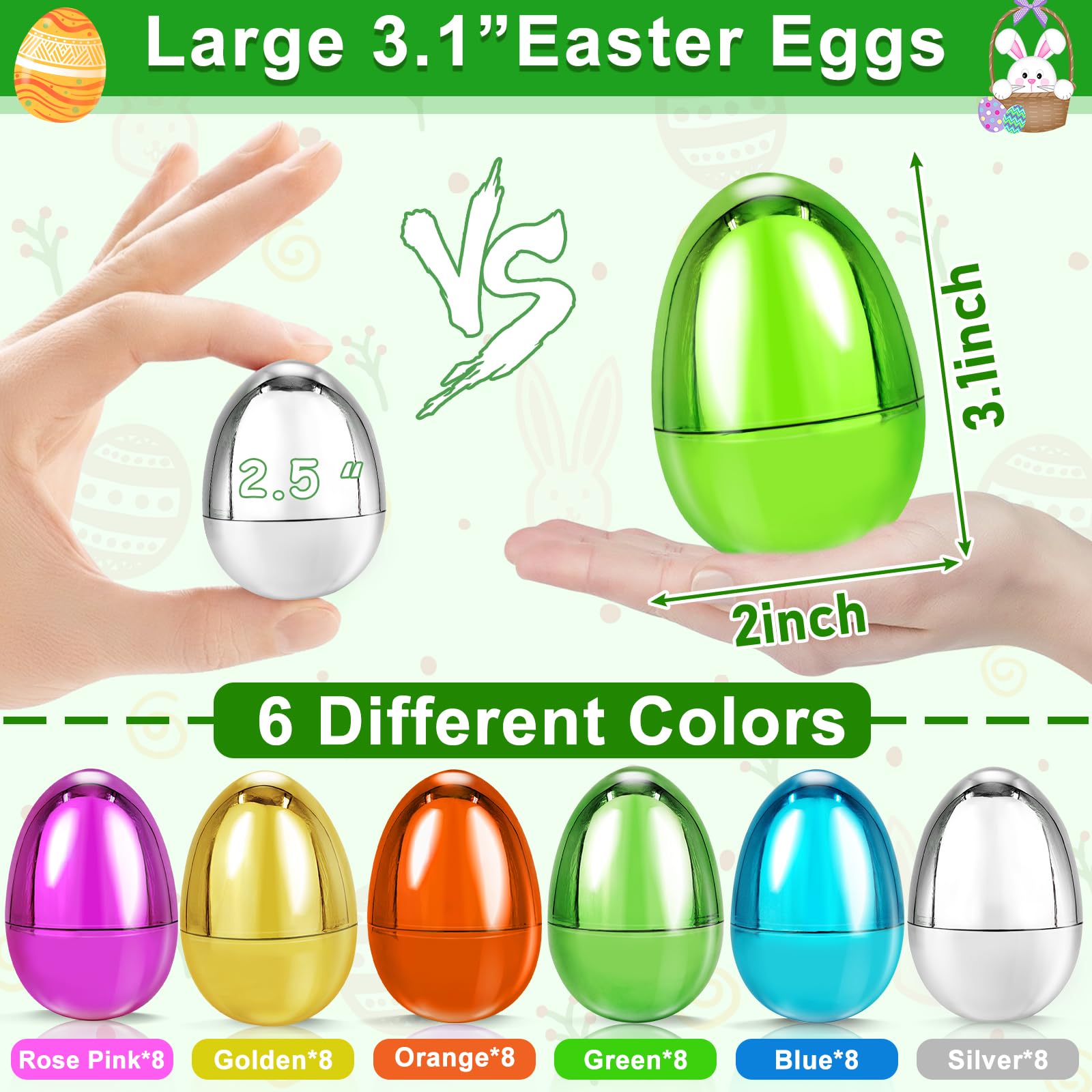 Foto 2 | Huevos De Pascua Turnmeon, 48 Unidades, 8 Cm, Color Dorado Metalizado, Plástico - Venta Internacional.