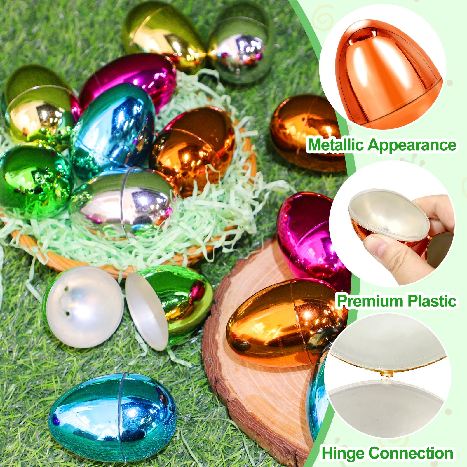Foto 4 pulgar | Huevos De Pascua Turnmeon, 48 Unidades, 8 Cm, Color Dorado Metalizado, Plástico - Venta Internacional.