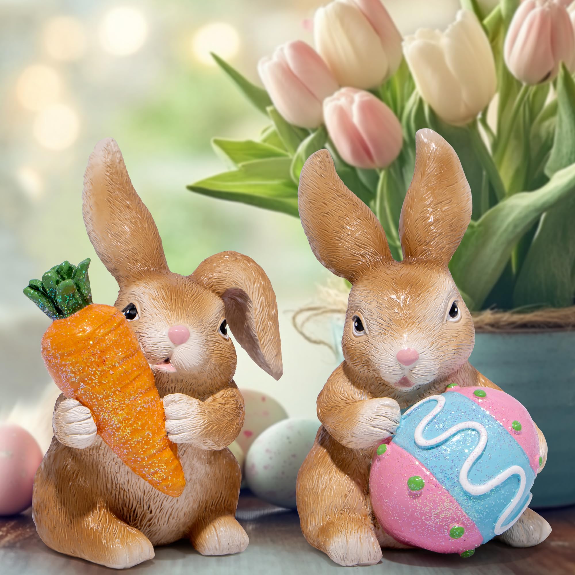 Foto 4 pulgar | Set De 2 Figuras De Conejo De Pascua Decoration Hodao De Resina, 13,5 Cm - Venta Internacional.