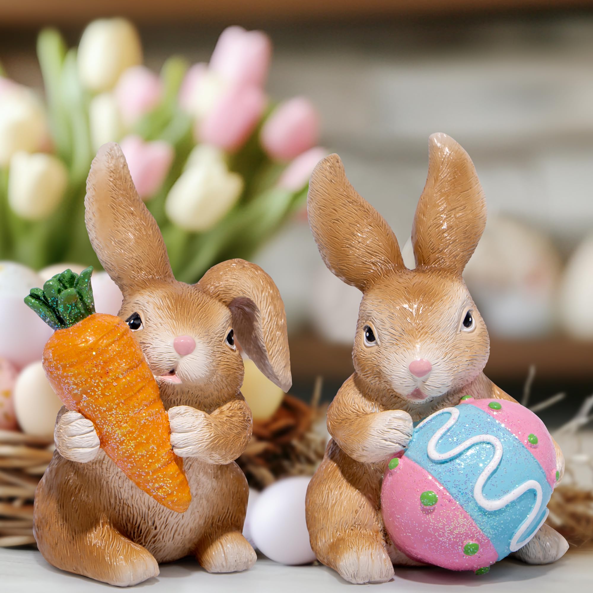 Foto 5 pulgar | Set De 2 Figuras De Conejo De Pascua Decoration Hodao De Resina, 13,5 Cm - Venta Internacional.