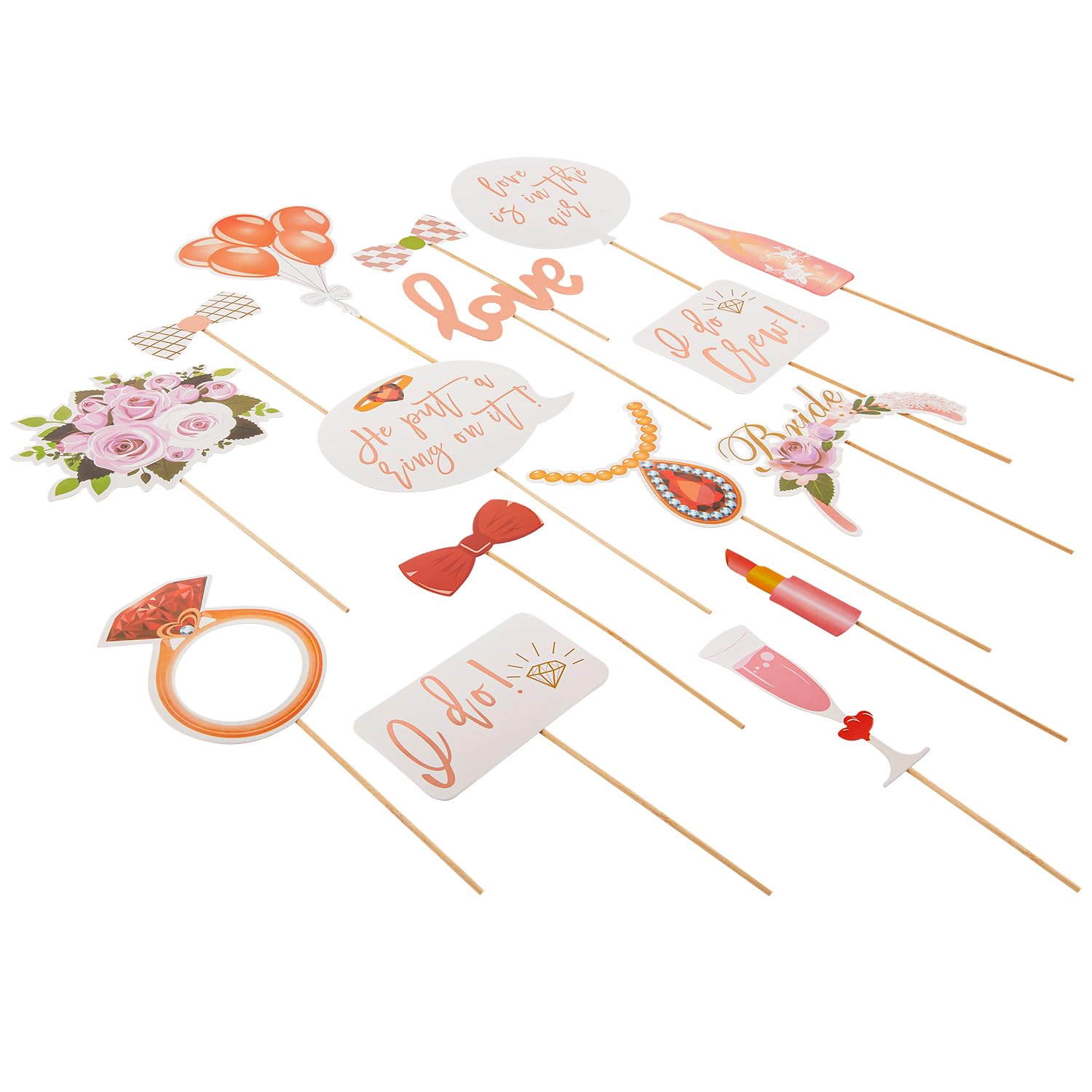 Photo Booth Props Zink, 23 Piezas, Despedida De Soltera, Oro Rosa - Venta Internacional.