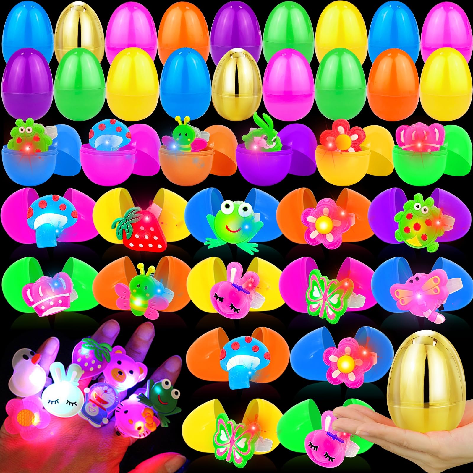 Paquete De 50 Cestas De Pascua Turnmeon Con 2 Huevos Dorados - Venta Internacional.