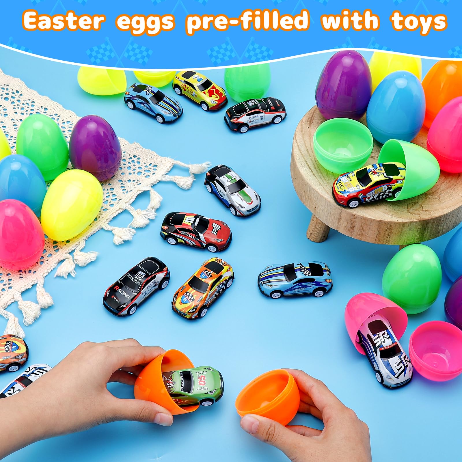 Foto 7 pulgar | Huevos De Pascua Auuguu, Paquete De 24, Con Coches De Carreras Retráctiles En El Interior - Venta Internacional.