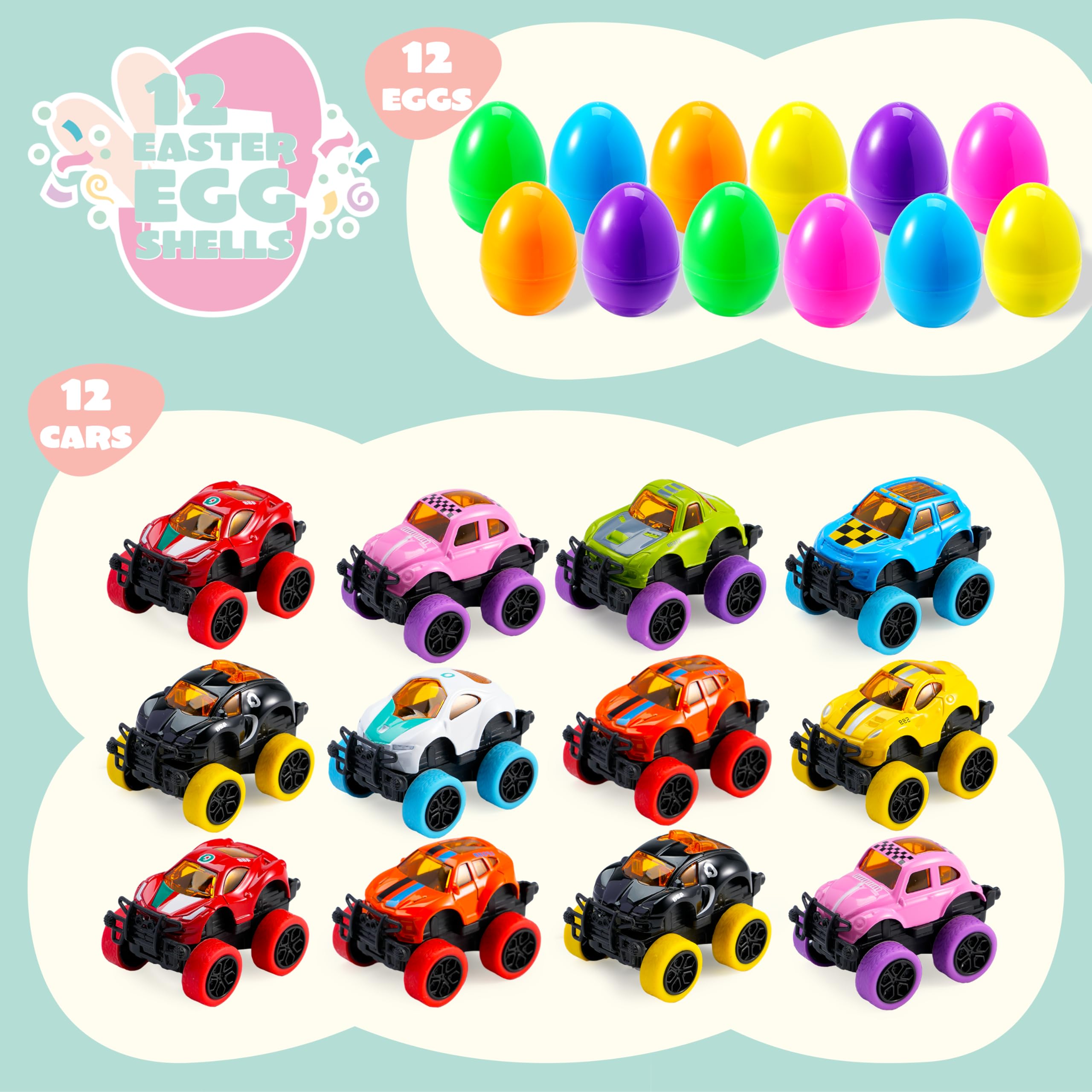 Foto 3 pulgar | Huevos De Pascua Rellenos Con Monster Cars Joyin, 12 Unidades, Para Niños - Venta Internacional.
