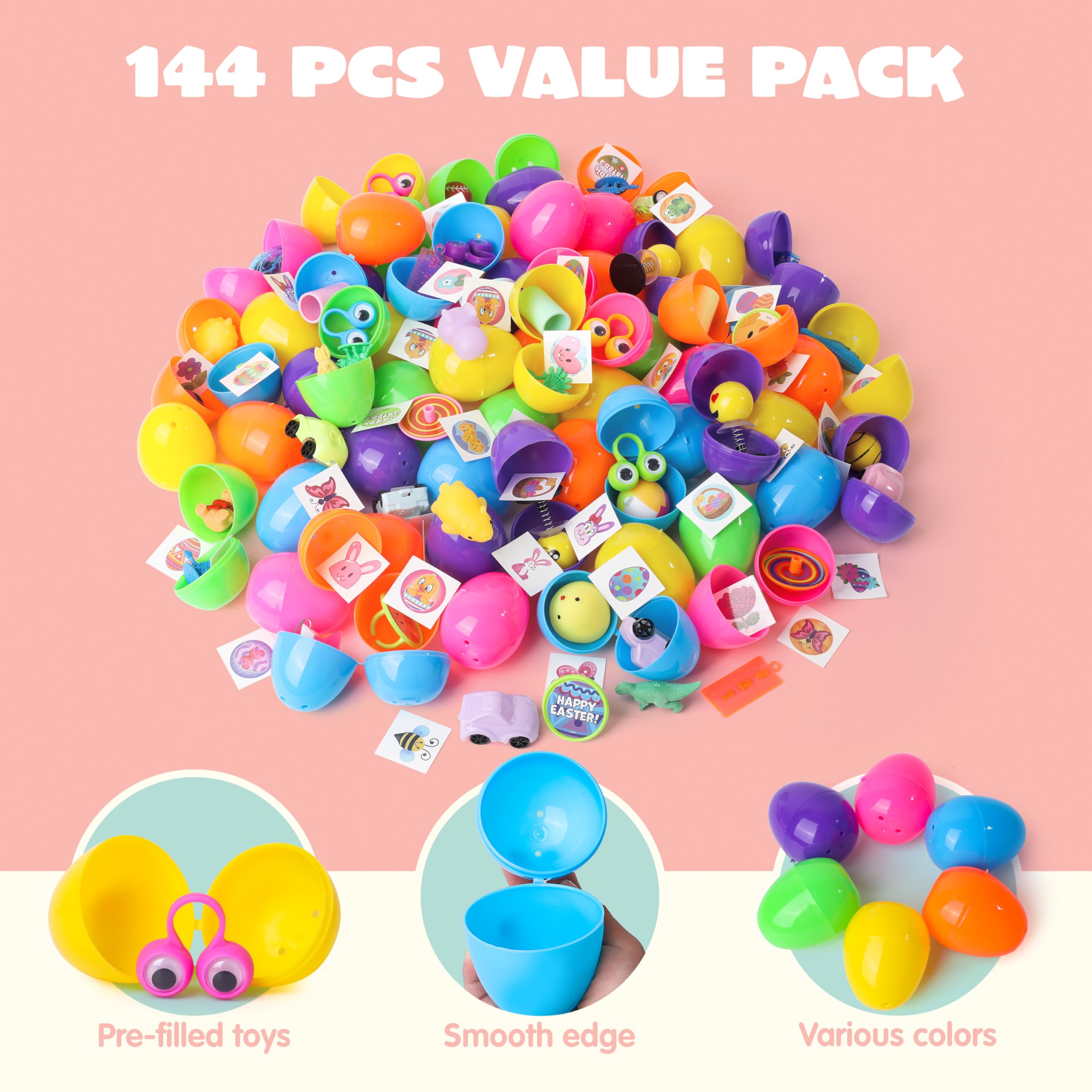 Foto 4 pulgar | Huevos De Pascua Precargados Joyin, 144 Unidades, Con Varios Juguetes - Venta Internacional.