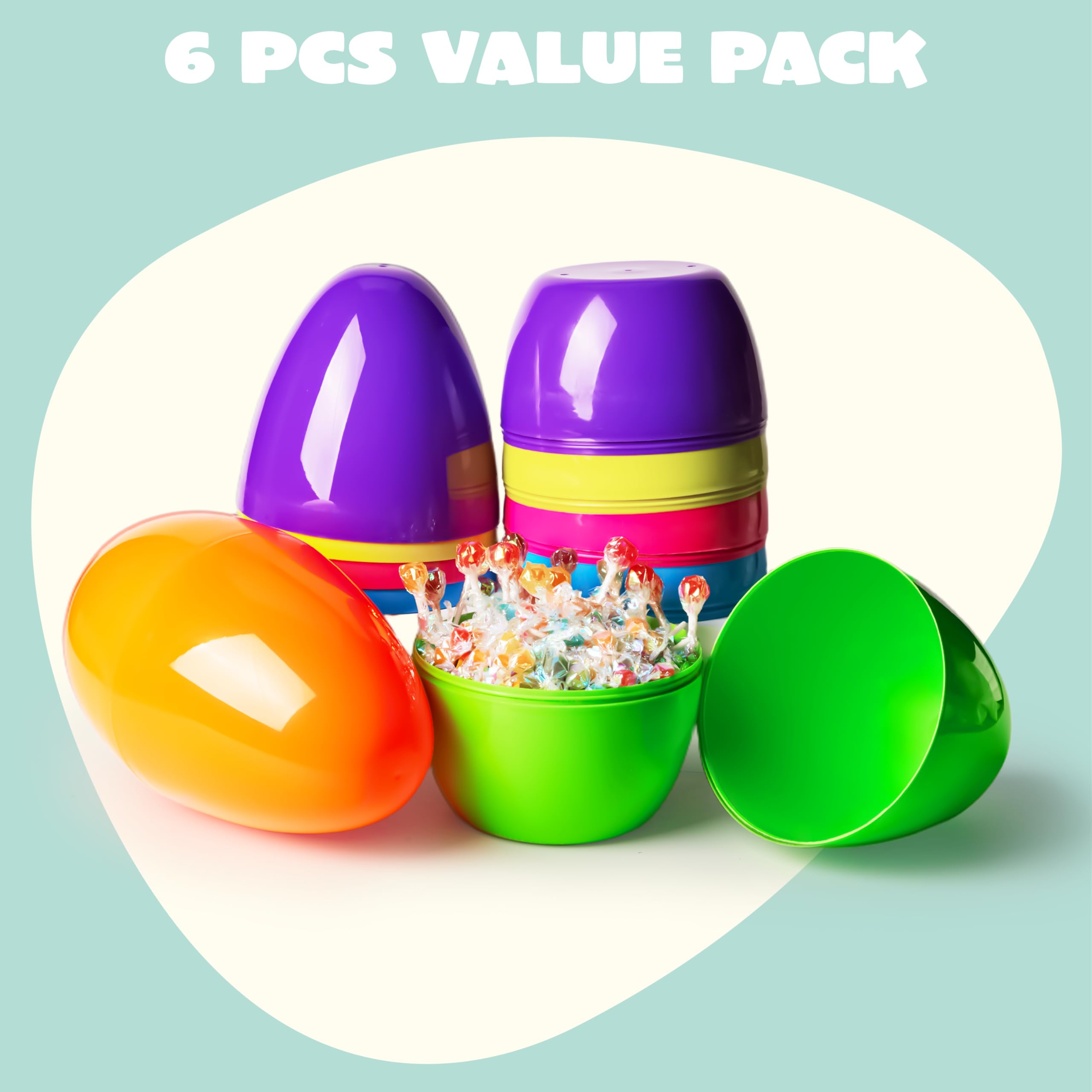 Foto 3 pulgar | Huevos De Pascua Joyin 10 Gigantes De 25 Cm, Rellenables De Plástico, 6 Unidades - Venta Internacional.