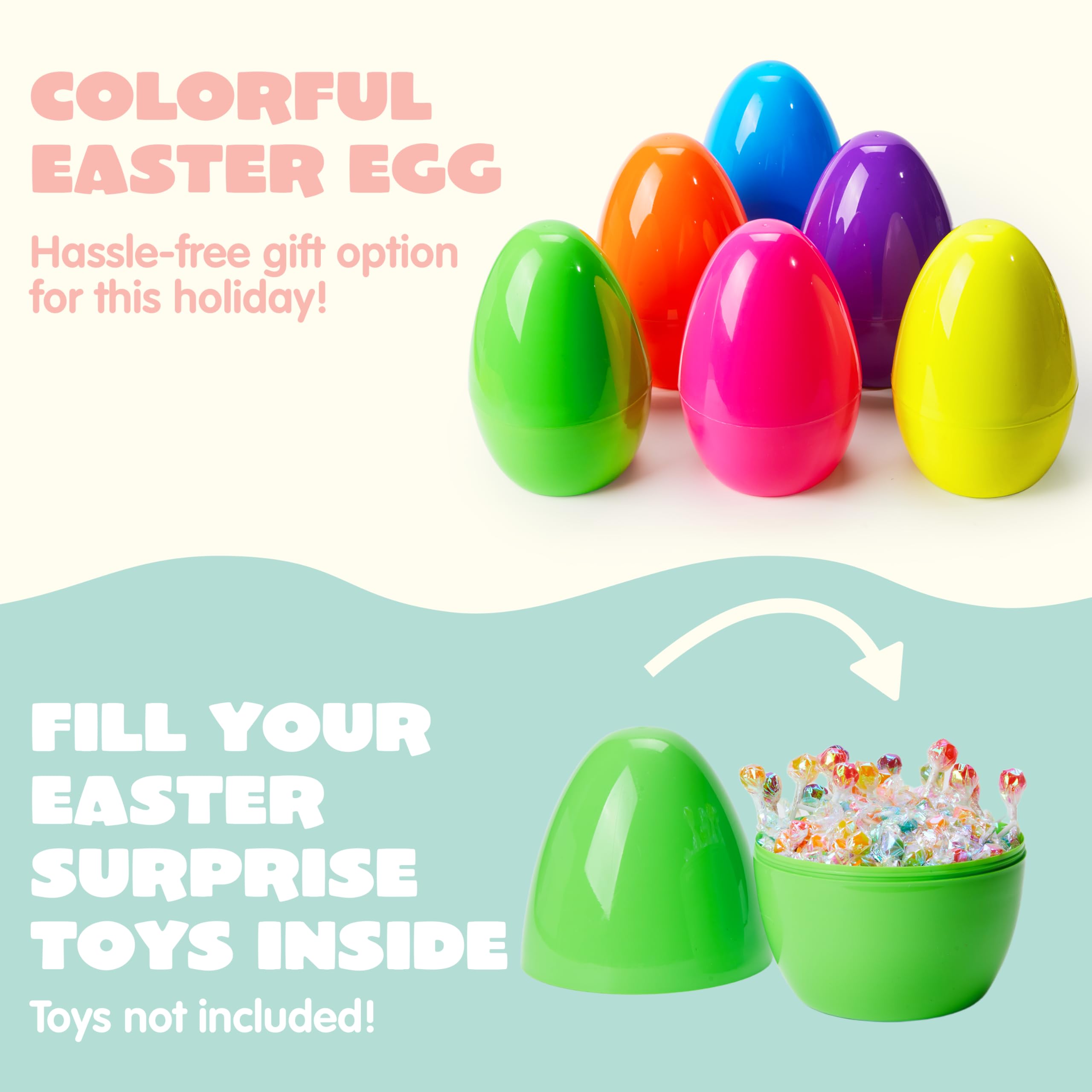 Foto 5 pulgar | Huevos De Pascua Joyin 10 Gigantes De 25 Cm, Rellenables De Plástico, 6 Unidades - Venta Internacional.