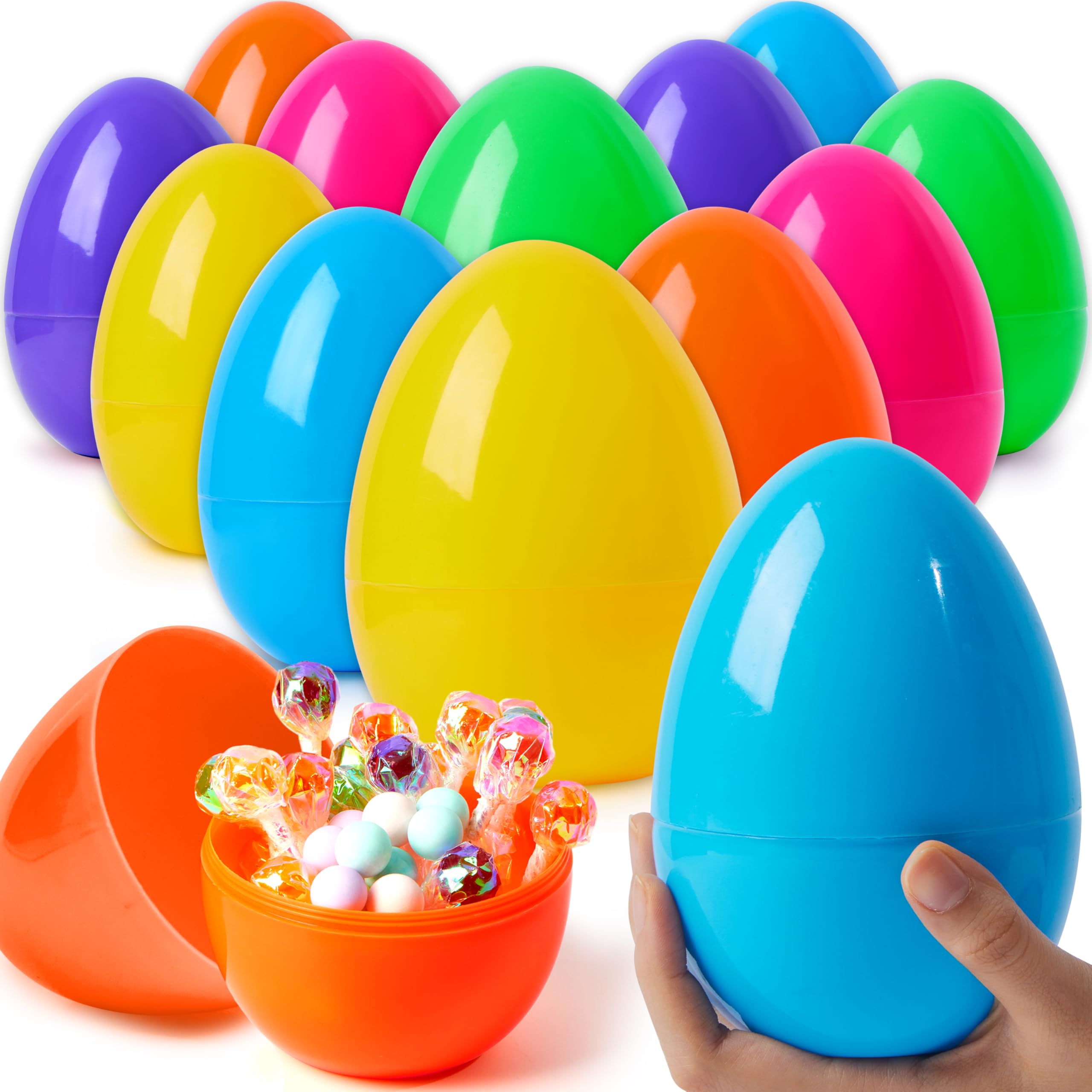 Huevos De Pascua Gigantes De Plástico Joyin, 7 Pulgadas, 6 Unidades, Colores Surtidos - Venta Internacional.