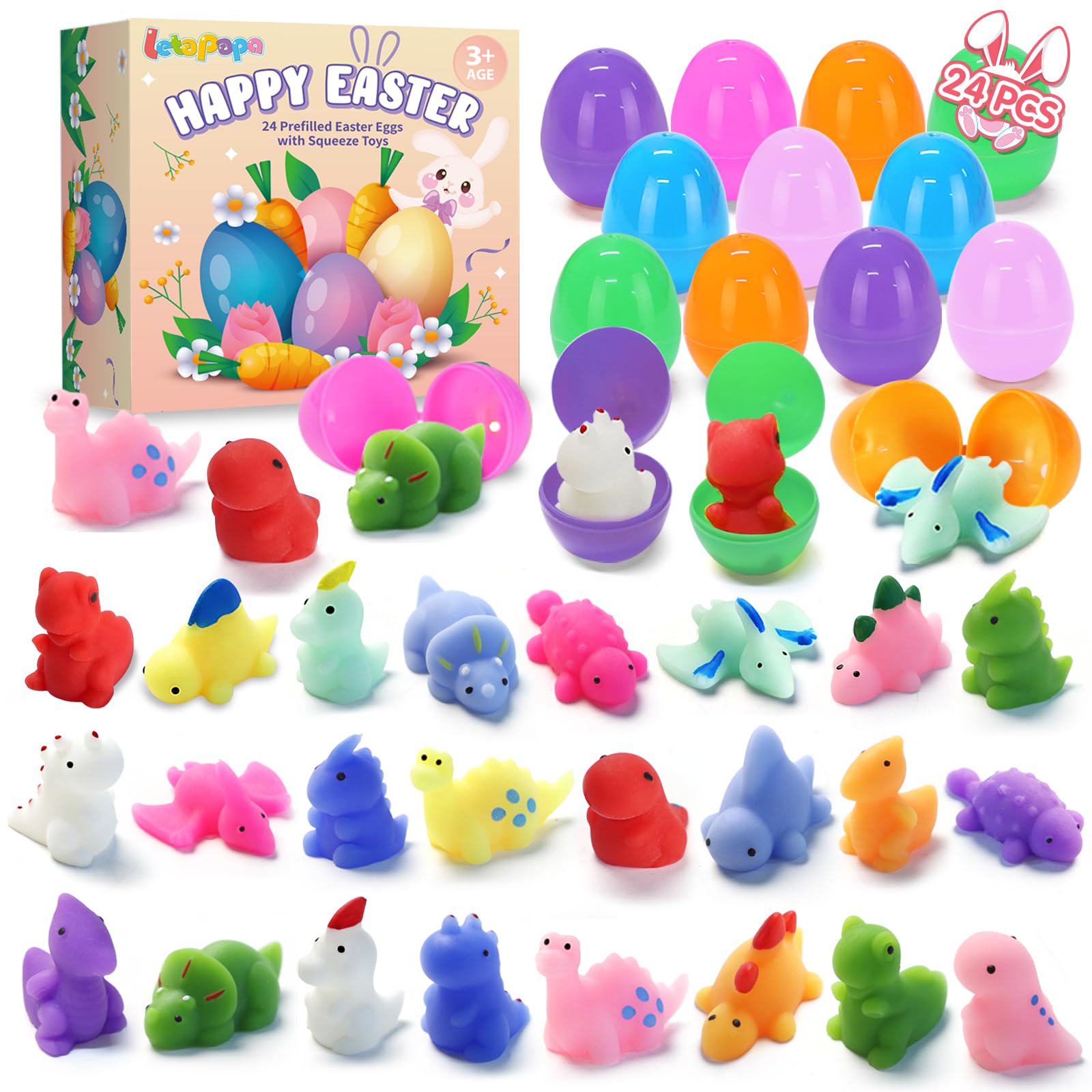 Huevos Rellenos De Pascua Letapapa Con Dinosaurios Squishy Toys X24 - Venta Internacional.