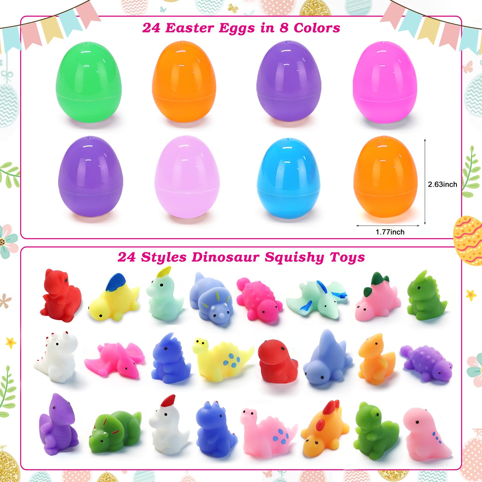 Foto 3 pulgar | Huevos Rellenos De Pascua Letapapa Con Dinosaurios Squishy Toys X24 - Venta Internacional.