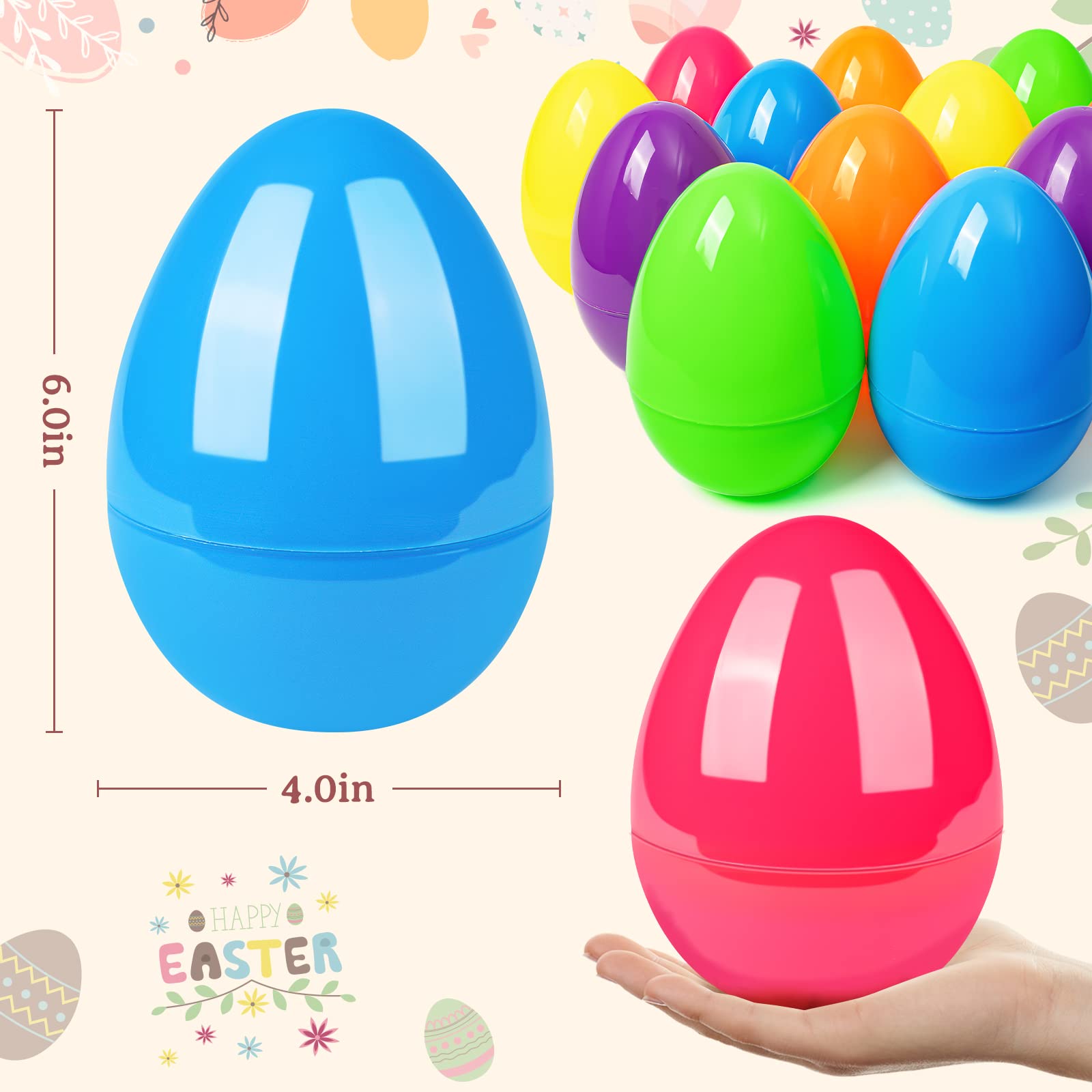 Foto 5 | Huevos De Pascua Gigantes Baingesk De 6 Pulgadas, 24 Unidades, Para Cazar Con Caramelos Y Juguetes - Venta Internaciona