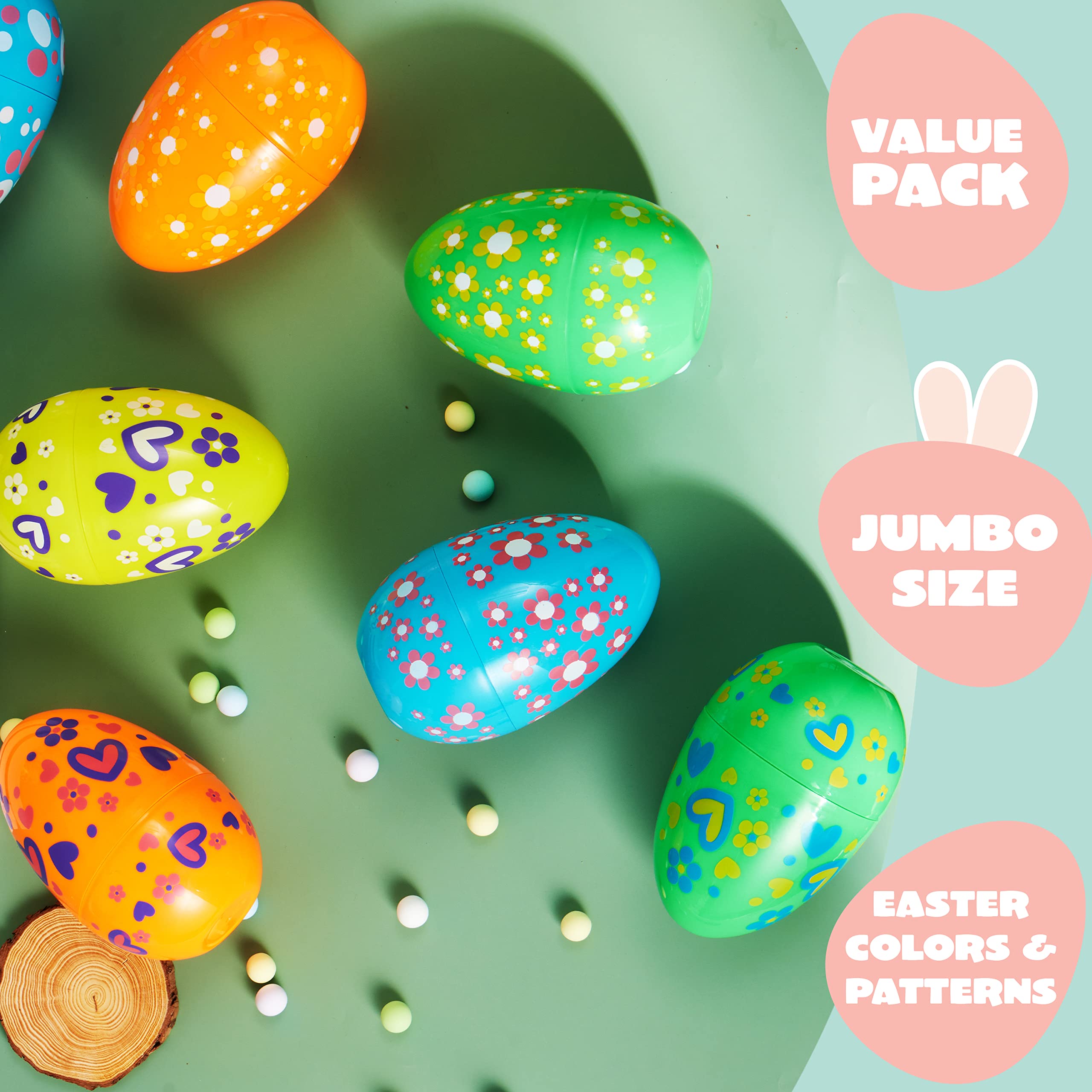 Foto 3 | Huevos De Pascua De Plástico Joyin Jumbo De 7 Pulgadas, 6 Colores, 12 Unidades - Venta Internacional.