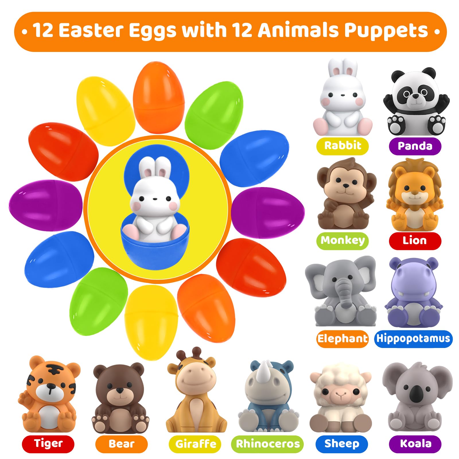 Foto 3 pulgar | Huevos De Pascua Shemira Precargados Con Marionetas Para Niños, Paquete De 12 - Venta Internacional.