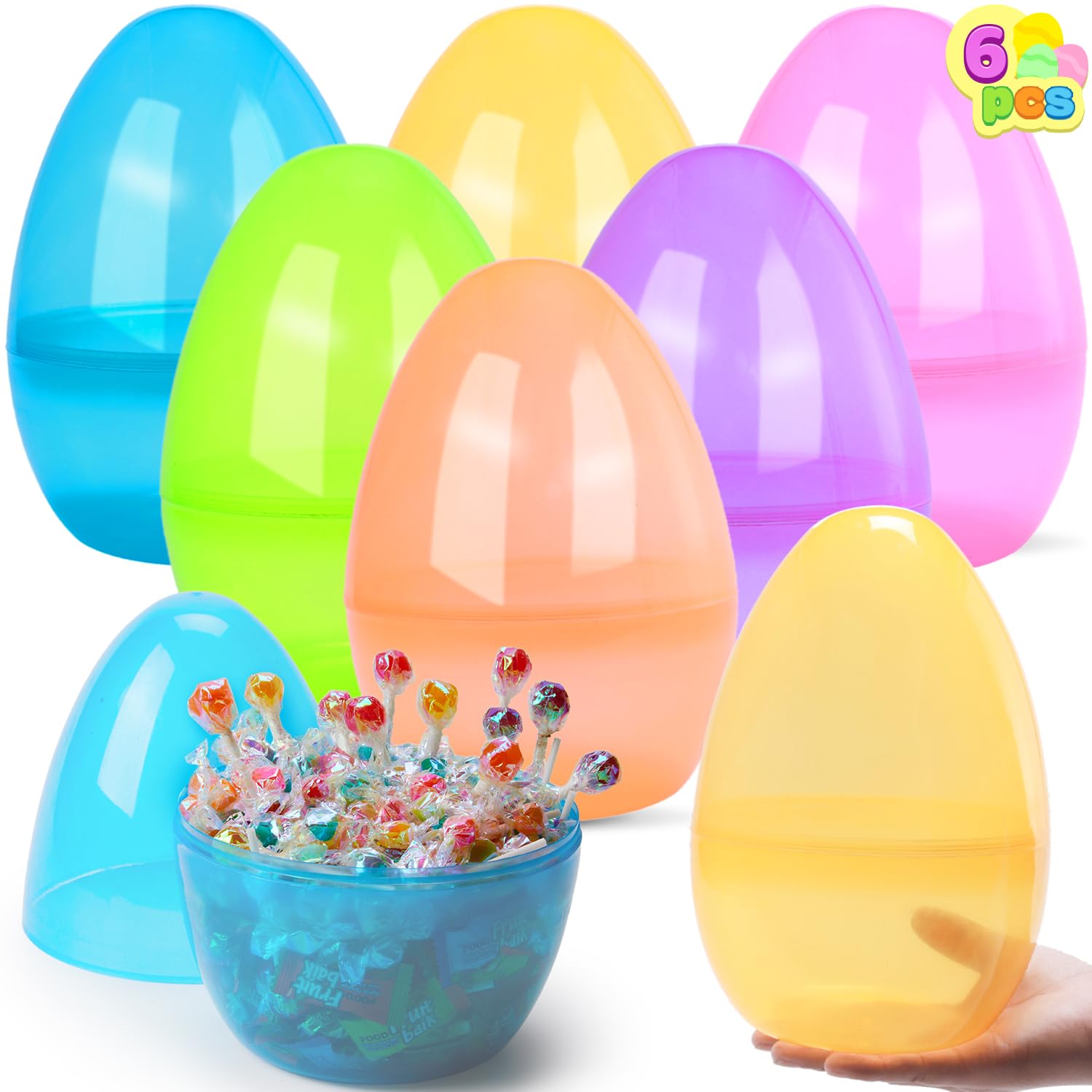 Huevos De Pascua Joyin 10 Gigantes De 25 Cm, Rellenables De Plástico, 6 Colores - Venta Internacional.
