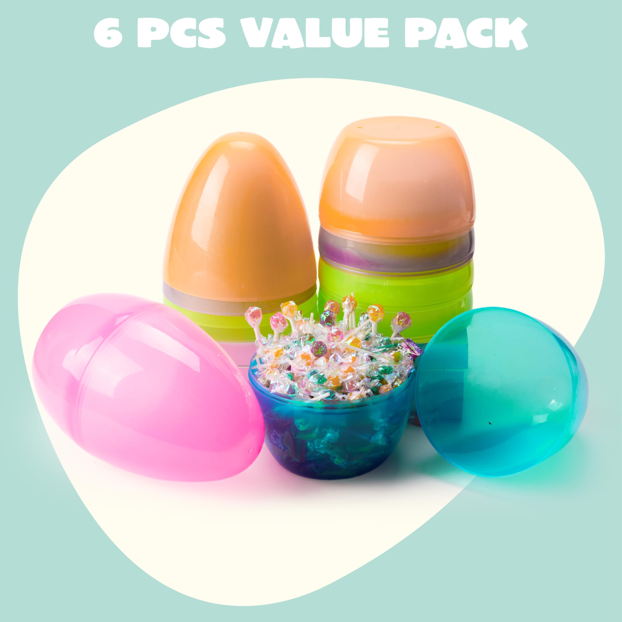 Foto 3 pulgar | Huevos De Pascua Joyin 10 Gigantes De 25 Cm, Rellenables De Plástico, 6 Colores - Venta Internacional.