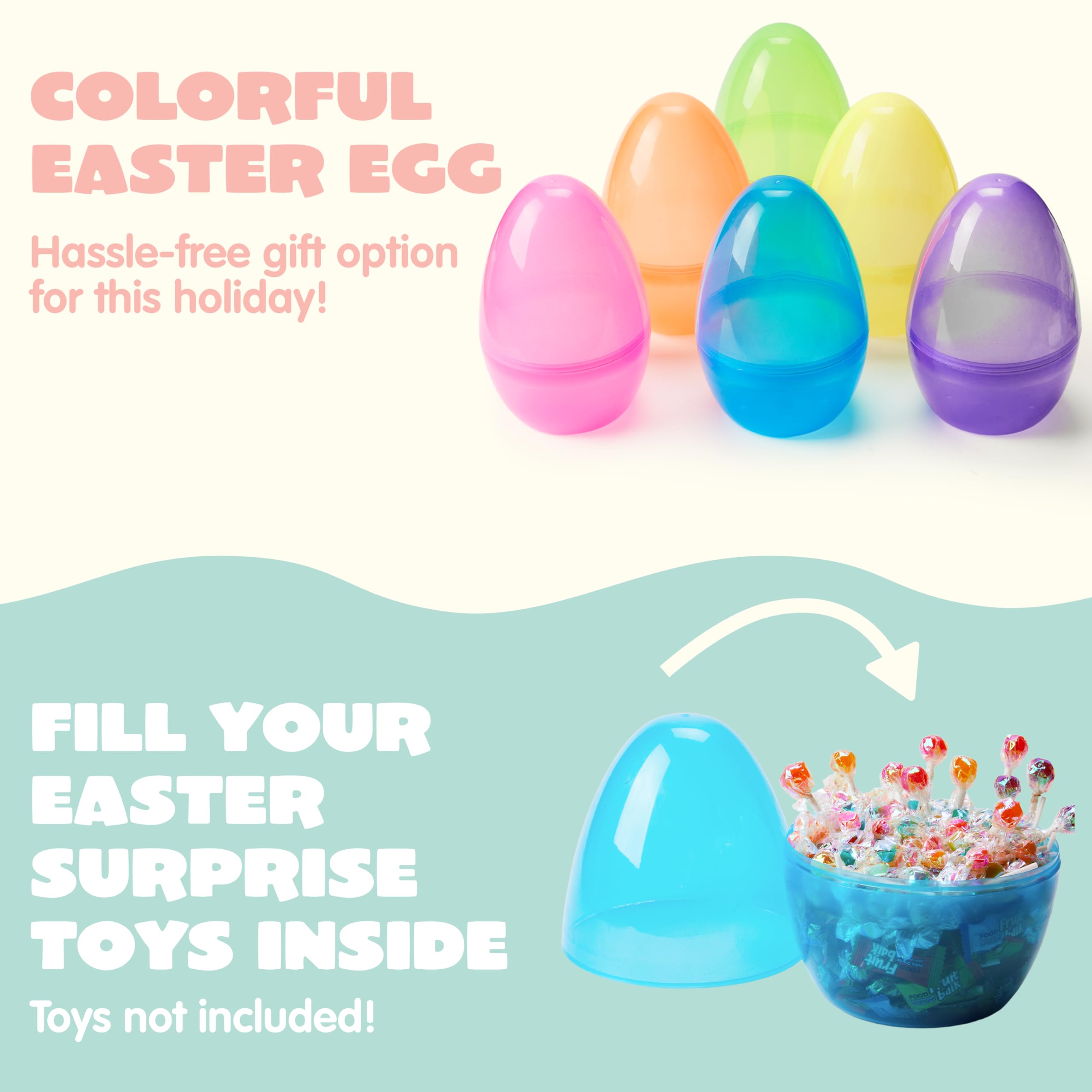 Foto 4 | Huevos De Pascua Joyin 10 Gigantes De 25 Cm, Rellenables De Plástico, 6 Colores - Venta Internacional.