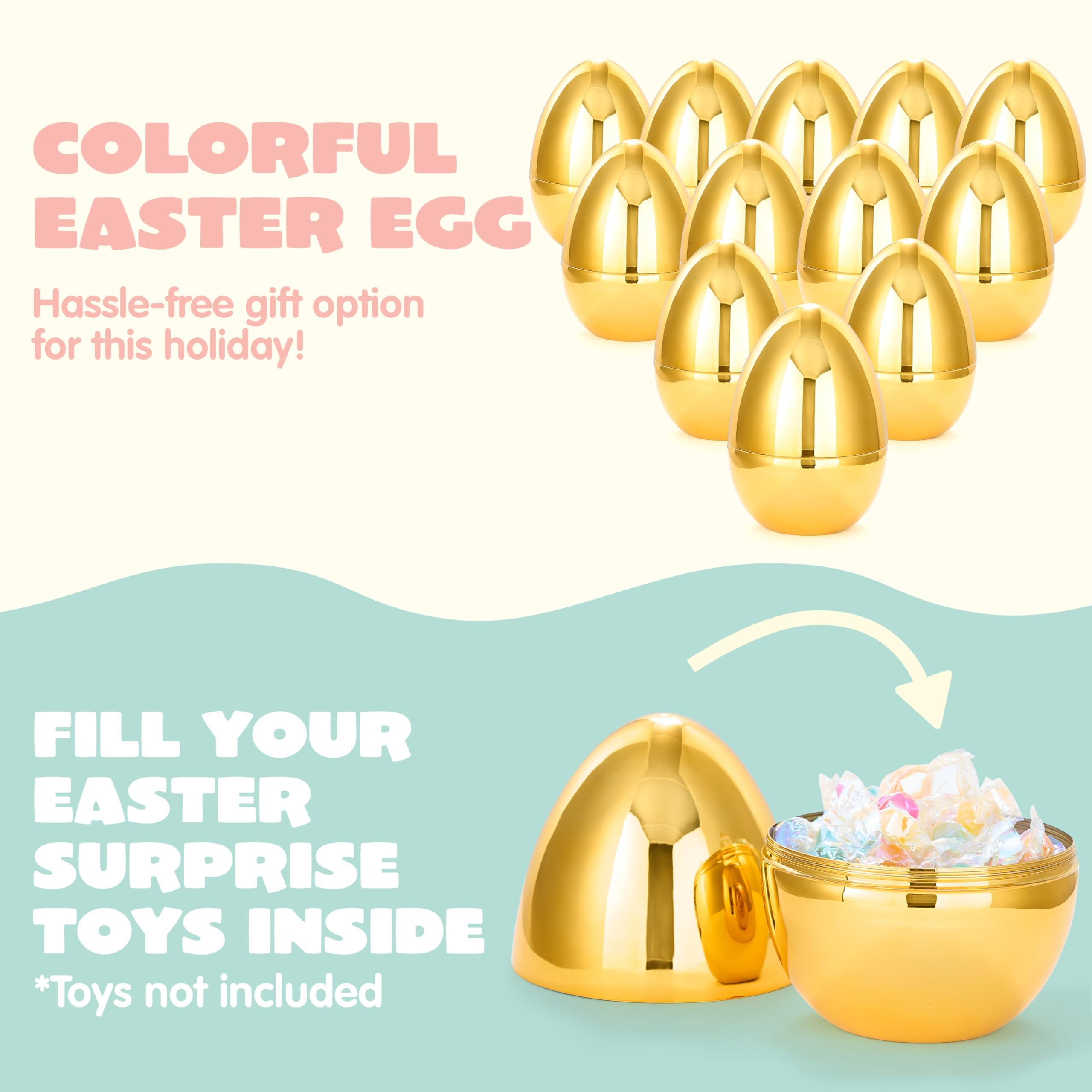 Foto 4 | Huevos De Pascua Dorados Gigantes Joyin, 6 Pulgadas, Metálicos, 12 Unidades - Venta Internacional.