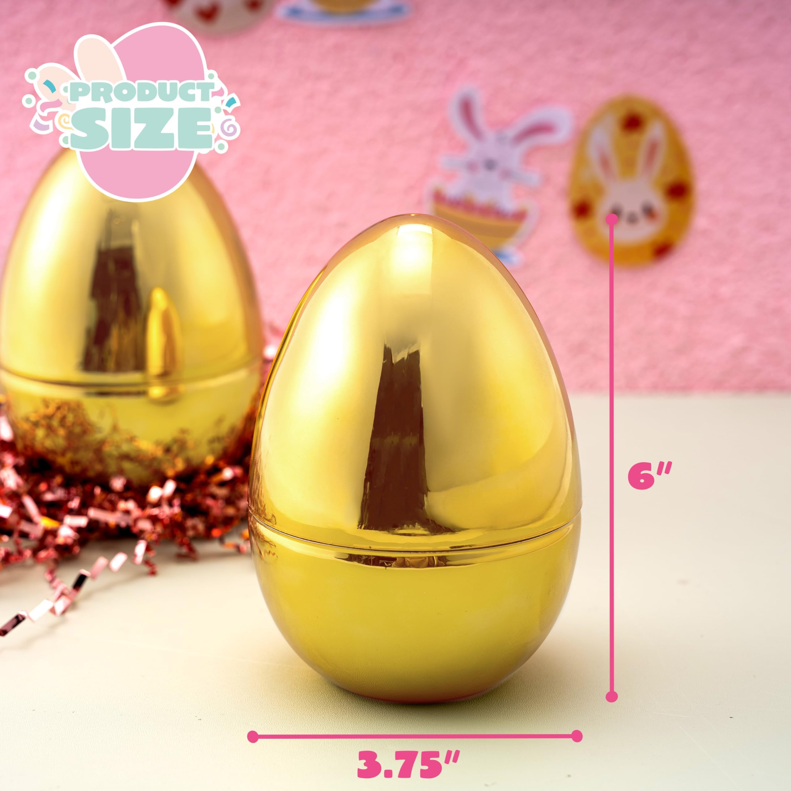 Foto 7 pulgar | Huevos De Pascua Dorados Gigantes Joyin, 6 Pulgadas, Metálicos, 12 Unidades - Venta Internacional.