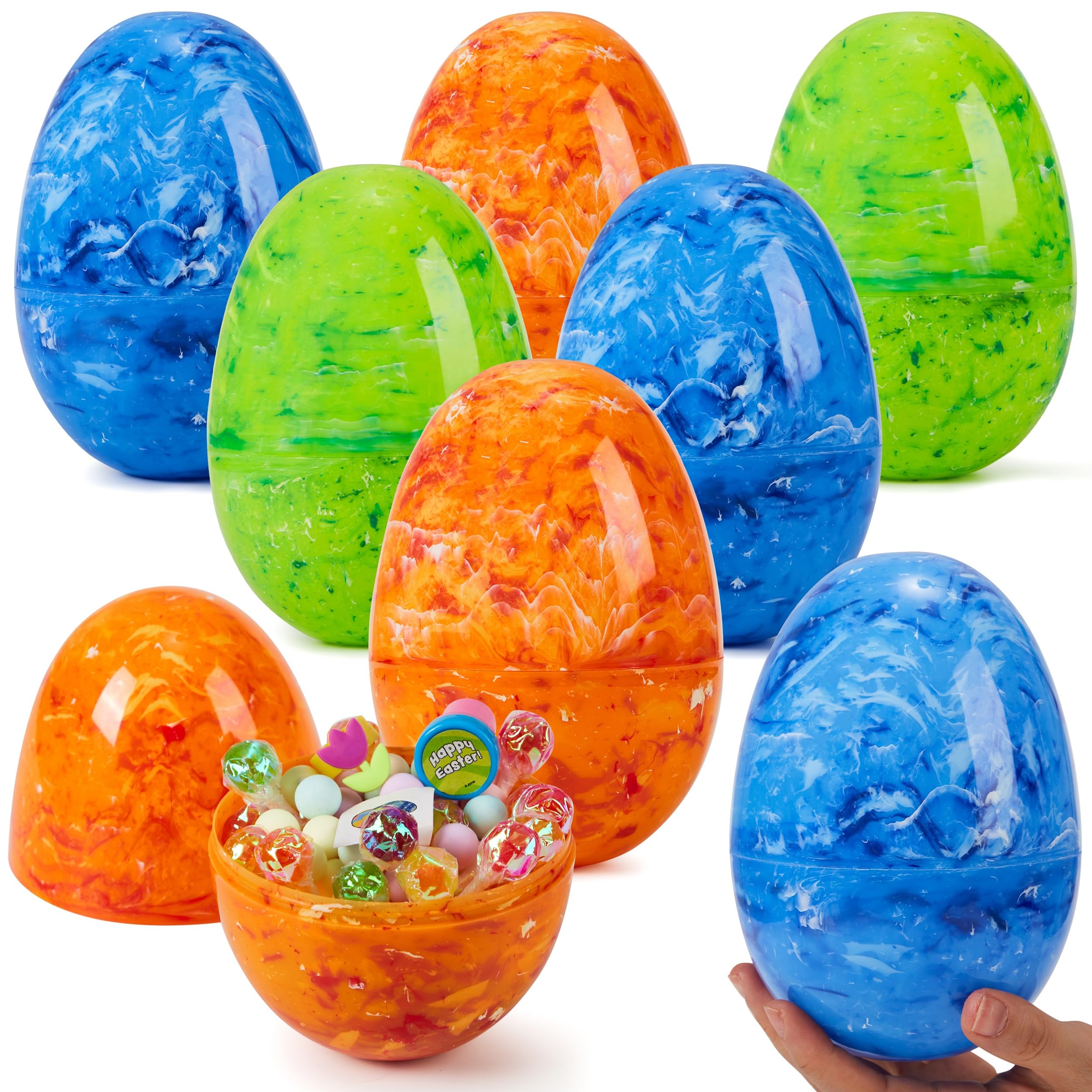 Huevos De Pascua De Plástico Joyin, Estilo Mármol, 6 Pulgadas, 12 Unidades - Venta Internacional.