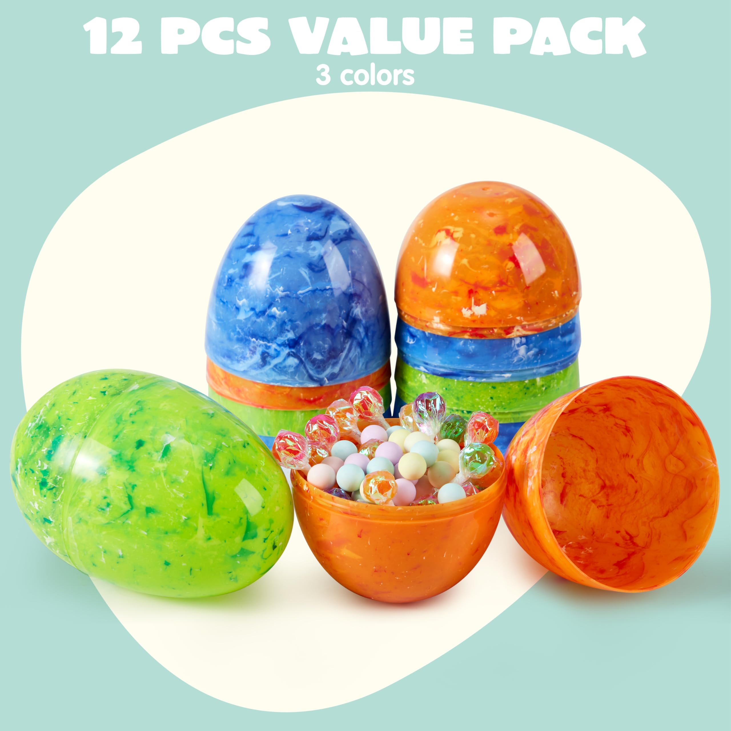 Foto 3 pulgar | Huevos De Pascua De Plástico Joyin, Estilo Mármol, 6 Pulgadas, 12 Unidades - Venta Internacional.