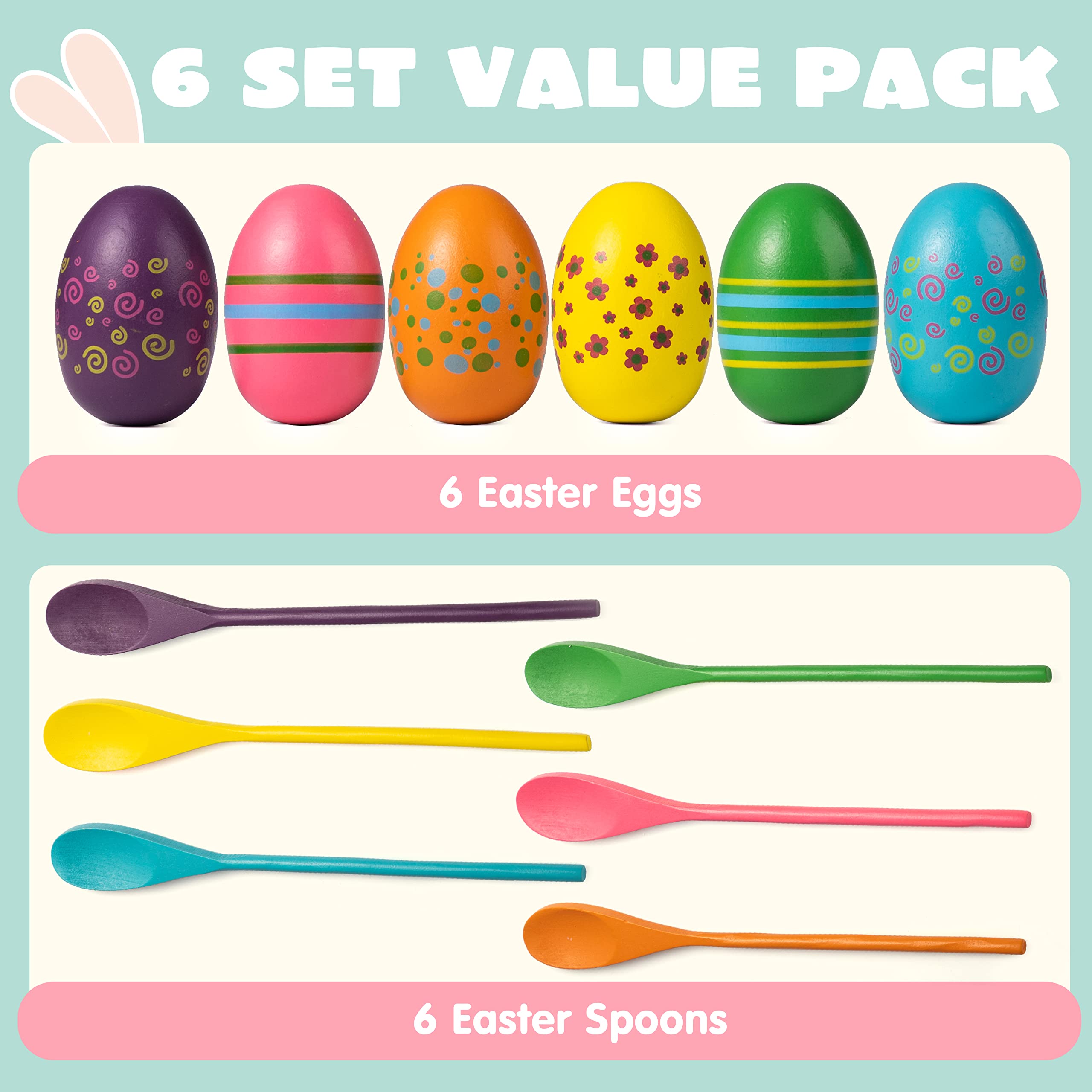 Foto 3 pulgar | Juego De Carreras De Huevos Y Cucharas De Pascua Joyin Para 6 Jugadores, 12 Unidades - Venta Internacional.