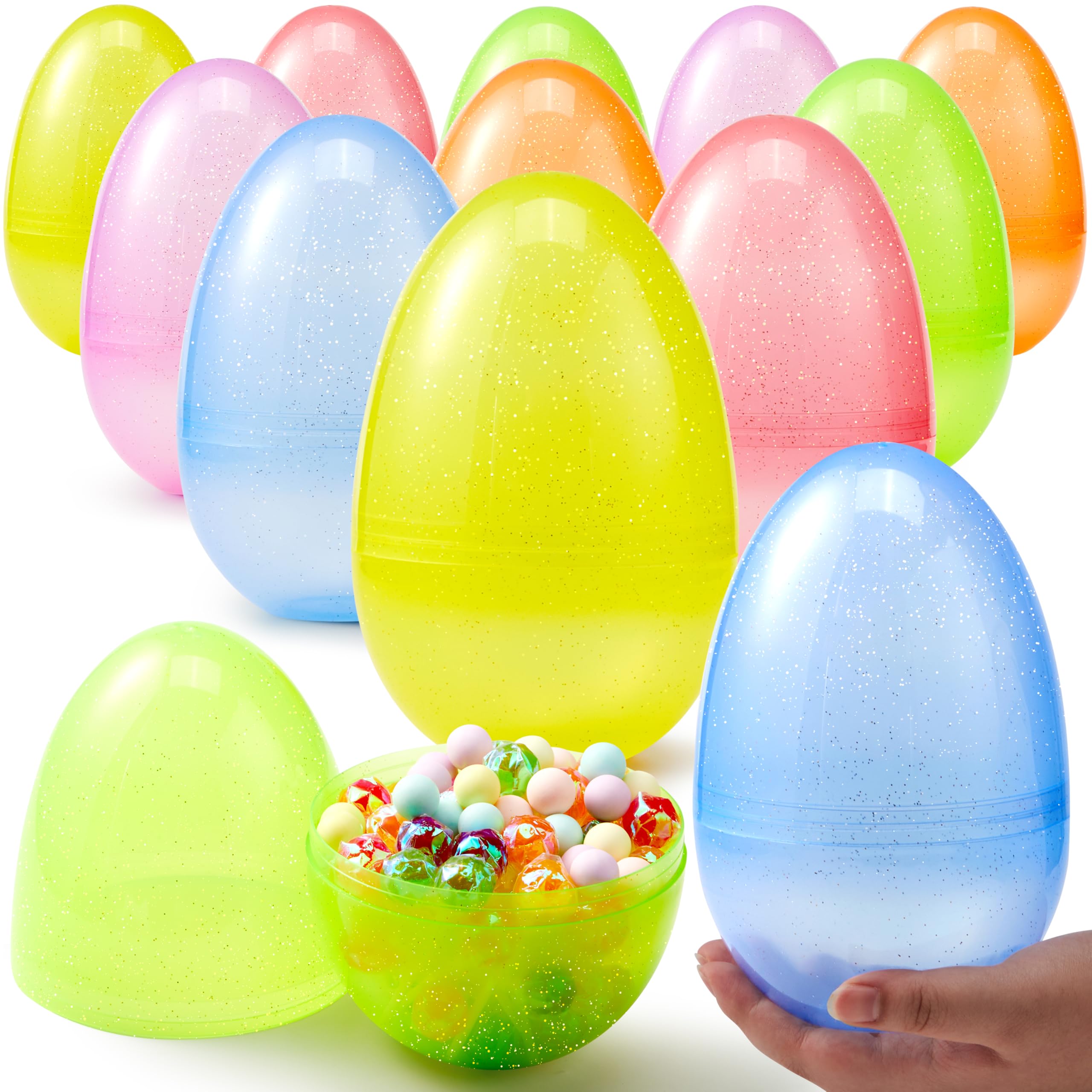 Huevos De Pascua De Plástico Joyin Jumbo De 7 Pulgadas, 6 Colores, 12 Unidades - Venta Internacional.