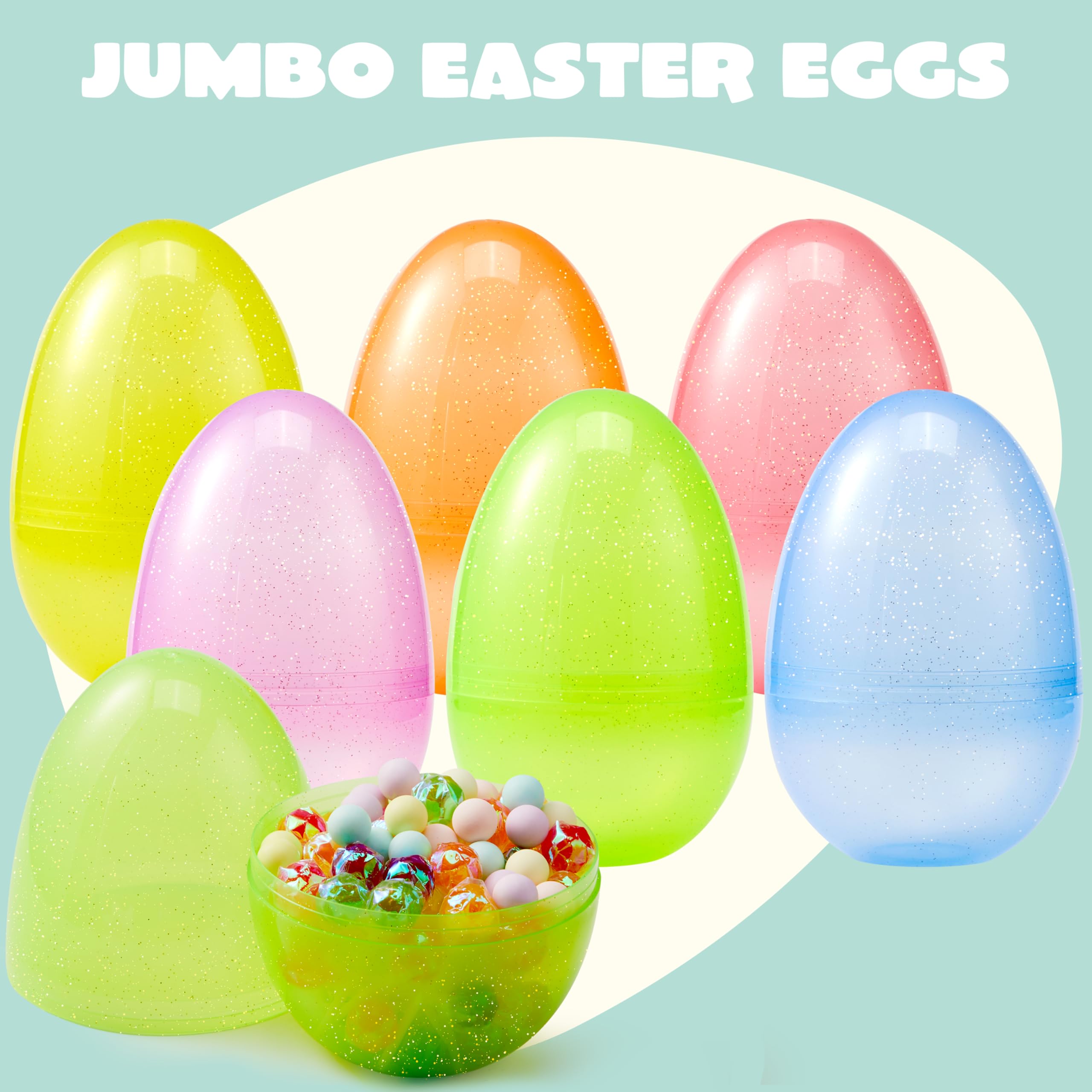 Foto 3 pulgar | Huevos De Pascua De Plástico Joyin Jumbo De 7 Pulgadas, 6 Colores, 12 Unidades - Venta Internacional.