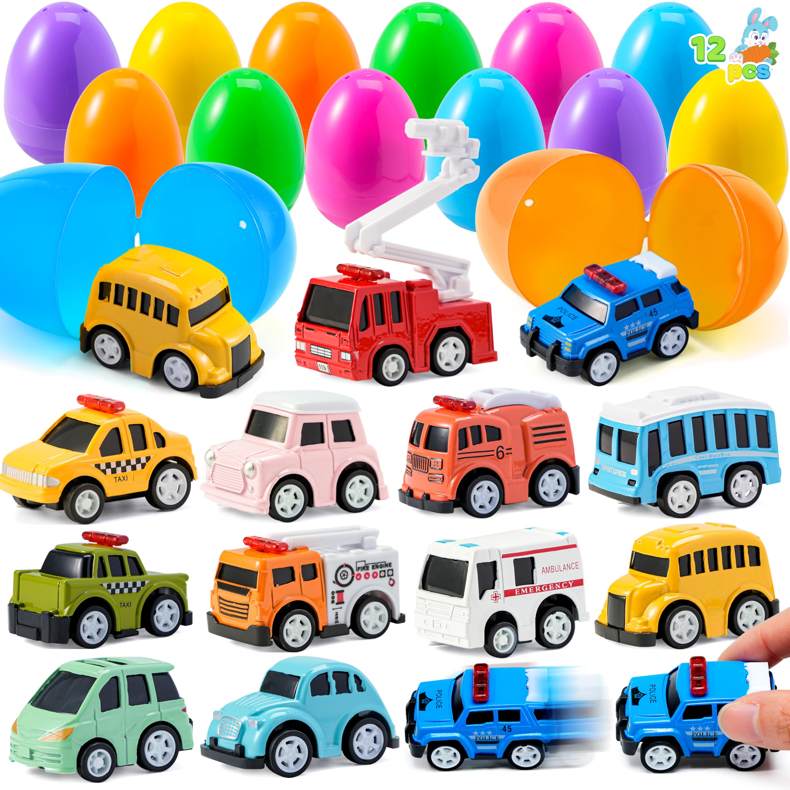 Huevos De Pascua Precargados Joyin Con Coches Retráctiles, 12 Unidades Para Niños - Venta Internacional.