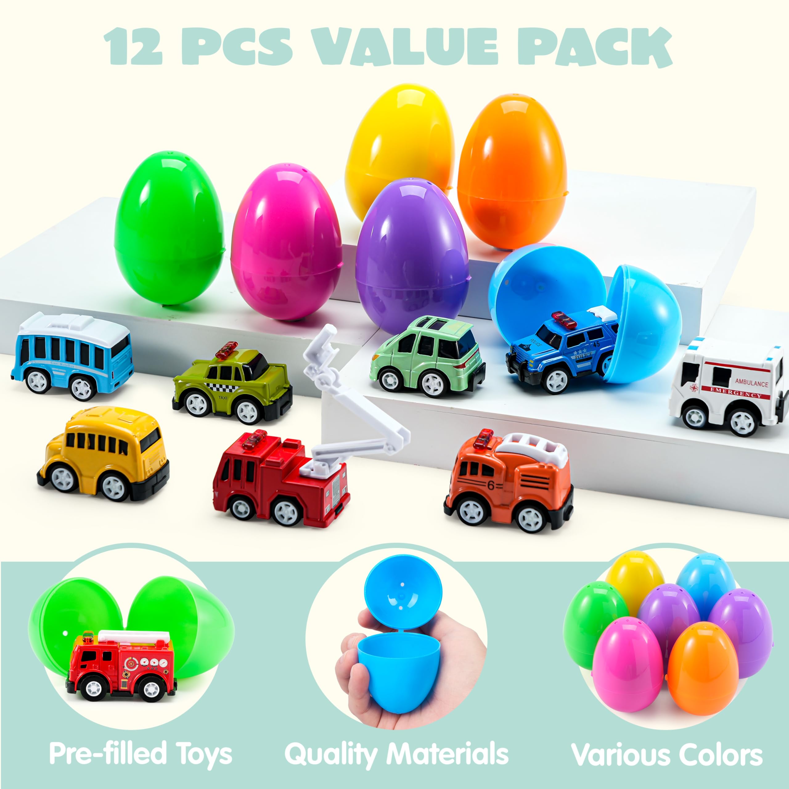 Foto 4 pulgar | Huevos De Pascua Precargados Joyin Con Coches Retráctiles, 12 Unidades Para Niños - Venta Internacional.