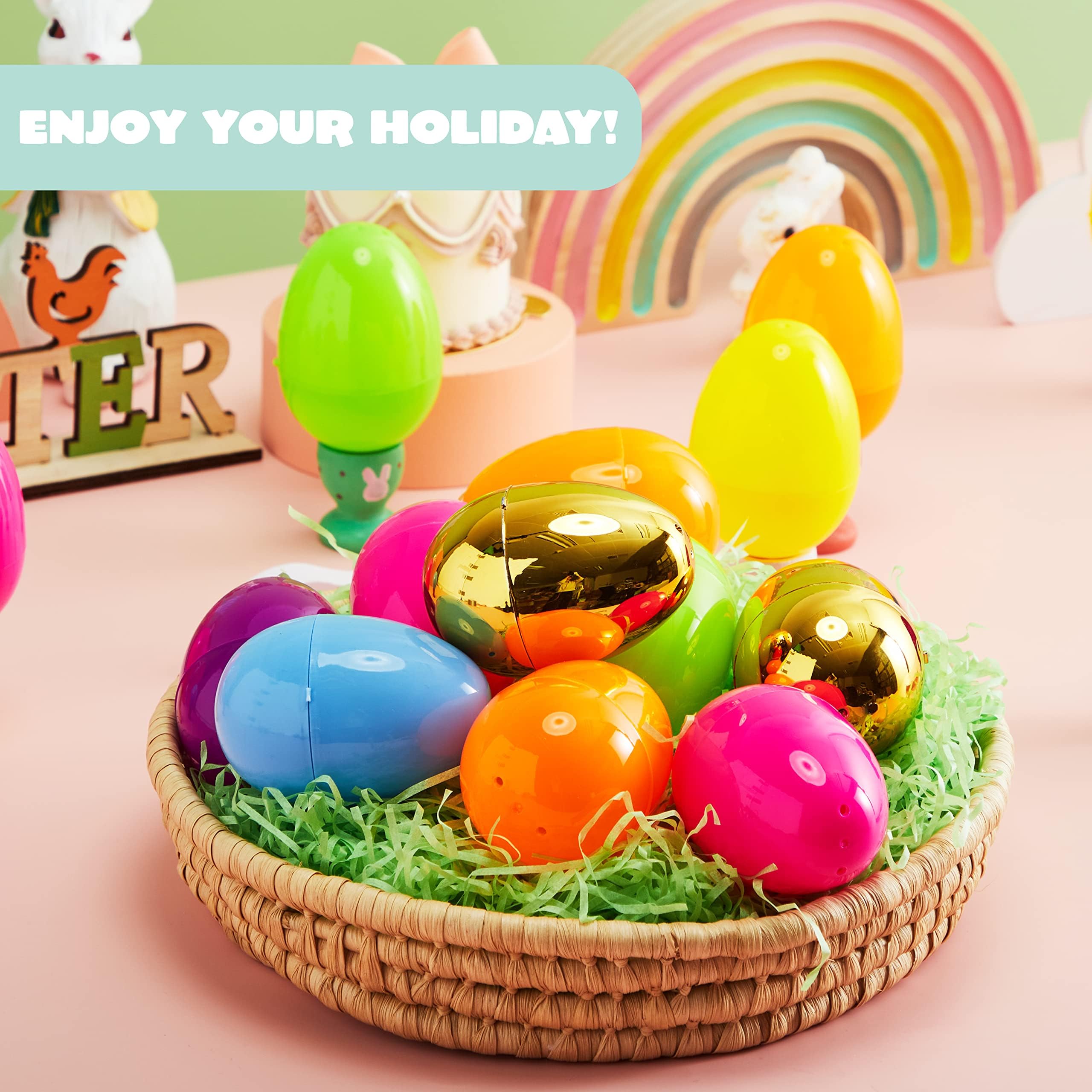 Foto 5 pulgar | Huevos De Pascua De Plástico Joyin 144 Unidades Con 6 Huevos Dorados De 8 Cm - Venta Internacional.