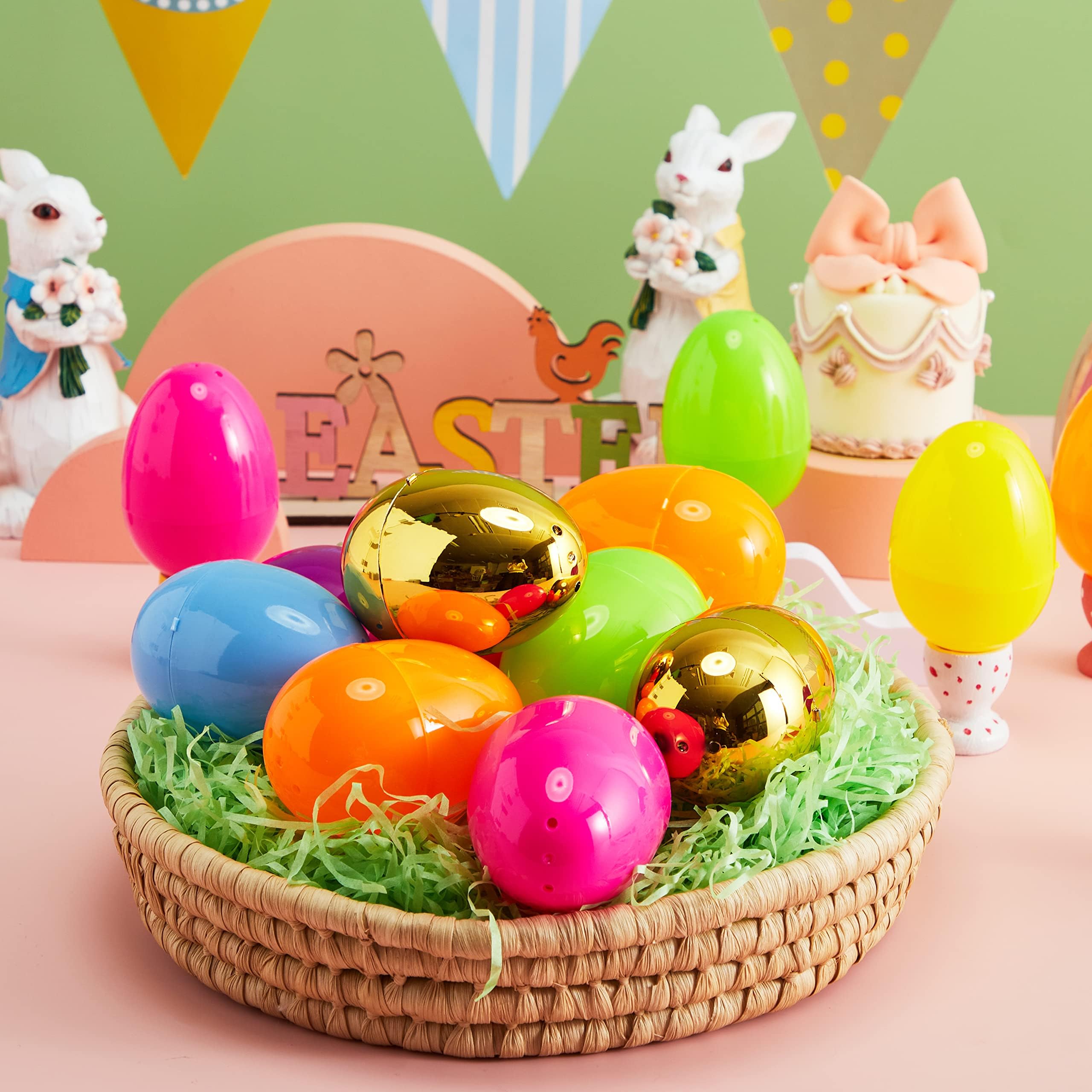 Foto 8 pulgar | Huevos De Pascua De Plástico Joyin 144 Unidades Con 6 Huevos Dorados De 8 Cm - Venta Internacional.