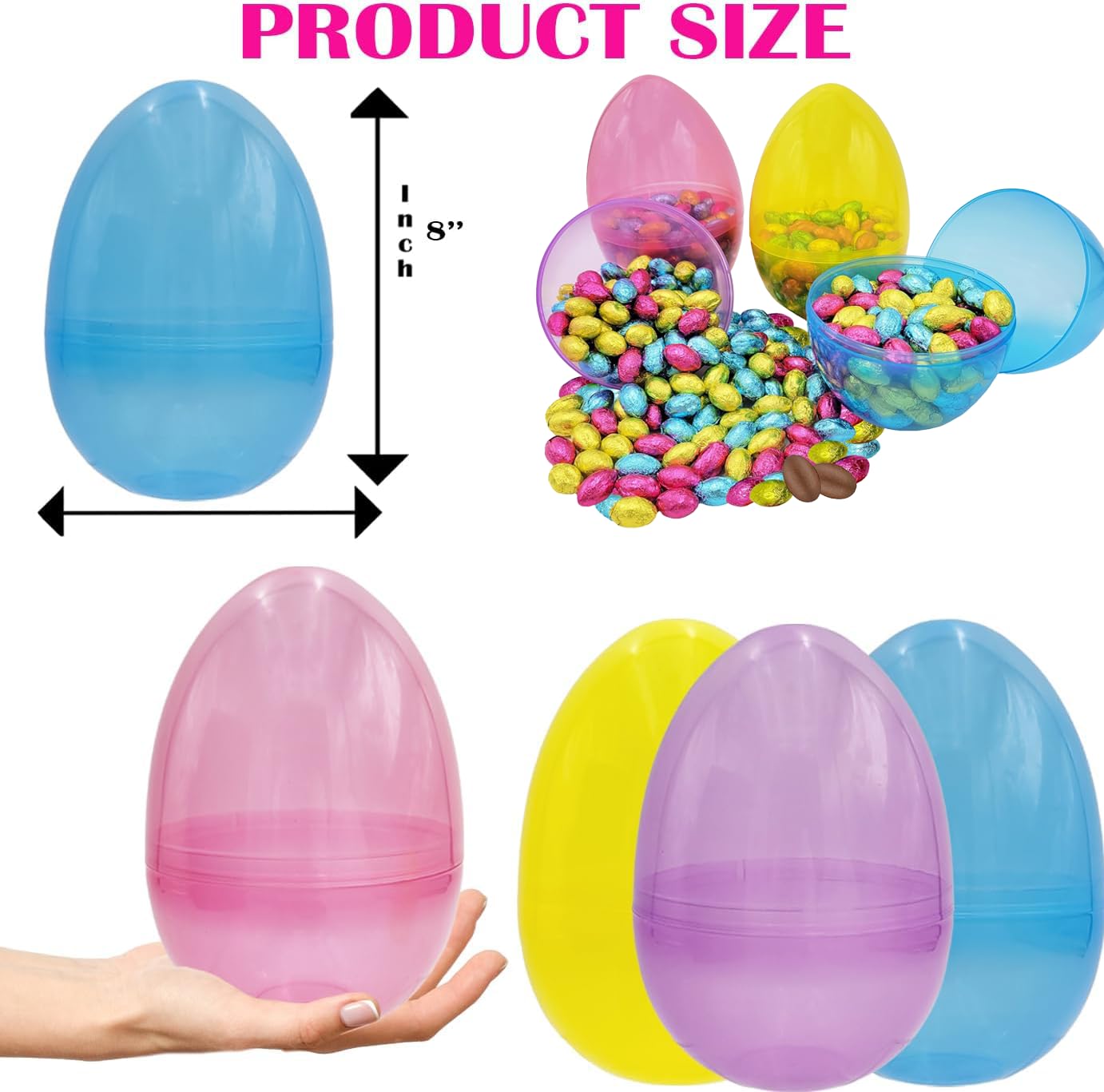 Foto 4 pulgar | Huevos De Pascua Masivos De The Dreidel Company, 20 Cm, Translúcidos, Paquete De 4 - Venta Internacional.