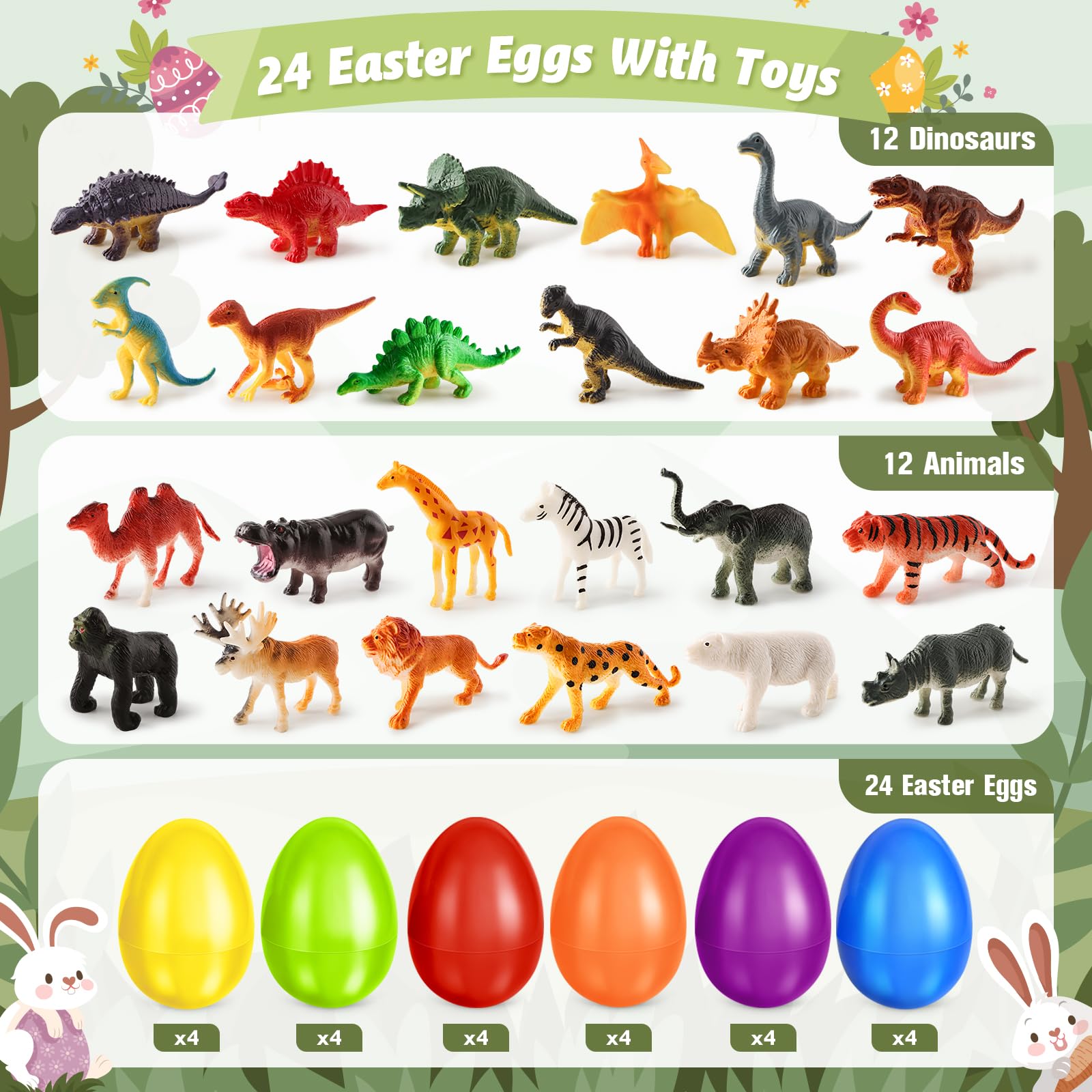 Foto 3 pulgar | Huevos De Pascua Rellenos De Shemira Con Juguetes De Dinosaurios Y Animales, Paquete De 24 - Venta Internacional.