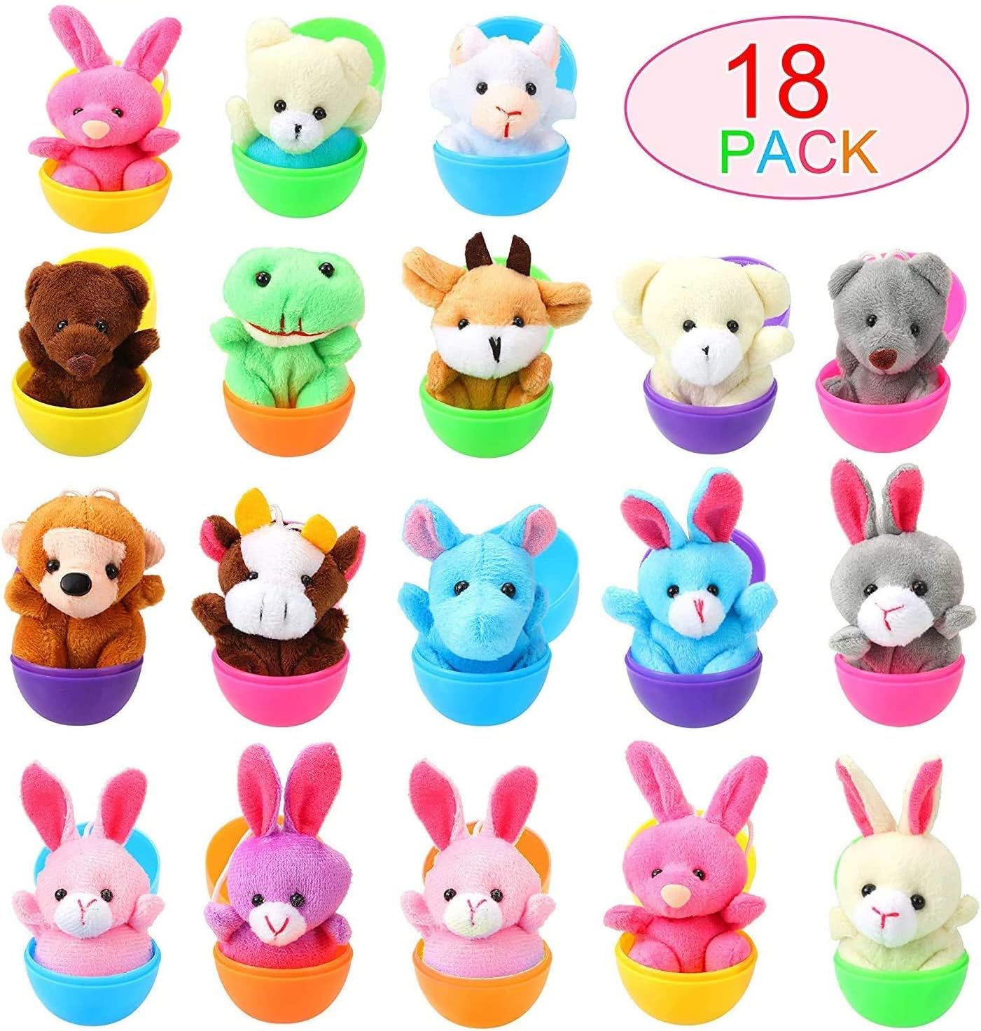 Foto 3 pulgar | Huevos De Pascua Rellenos Con Minianimales De Peluche, 18 Piezas, Para Niños - Venta Internacional.