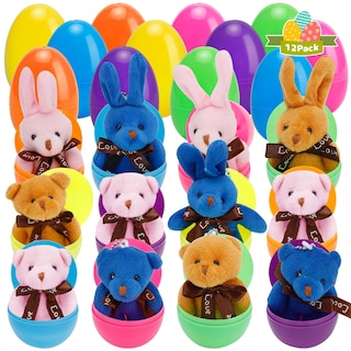 Foto 1 | Huevos De Pascua Prerellenos Auuguu Con Juguetes De Peluche Con Forma De Oso Conejo, 12 Unidades - Venta Internacional.