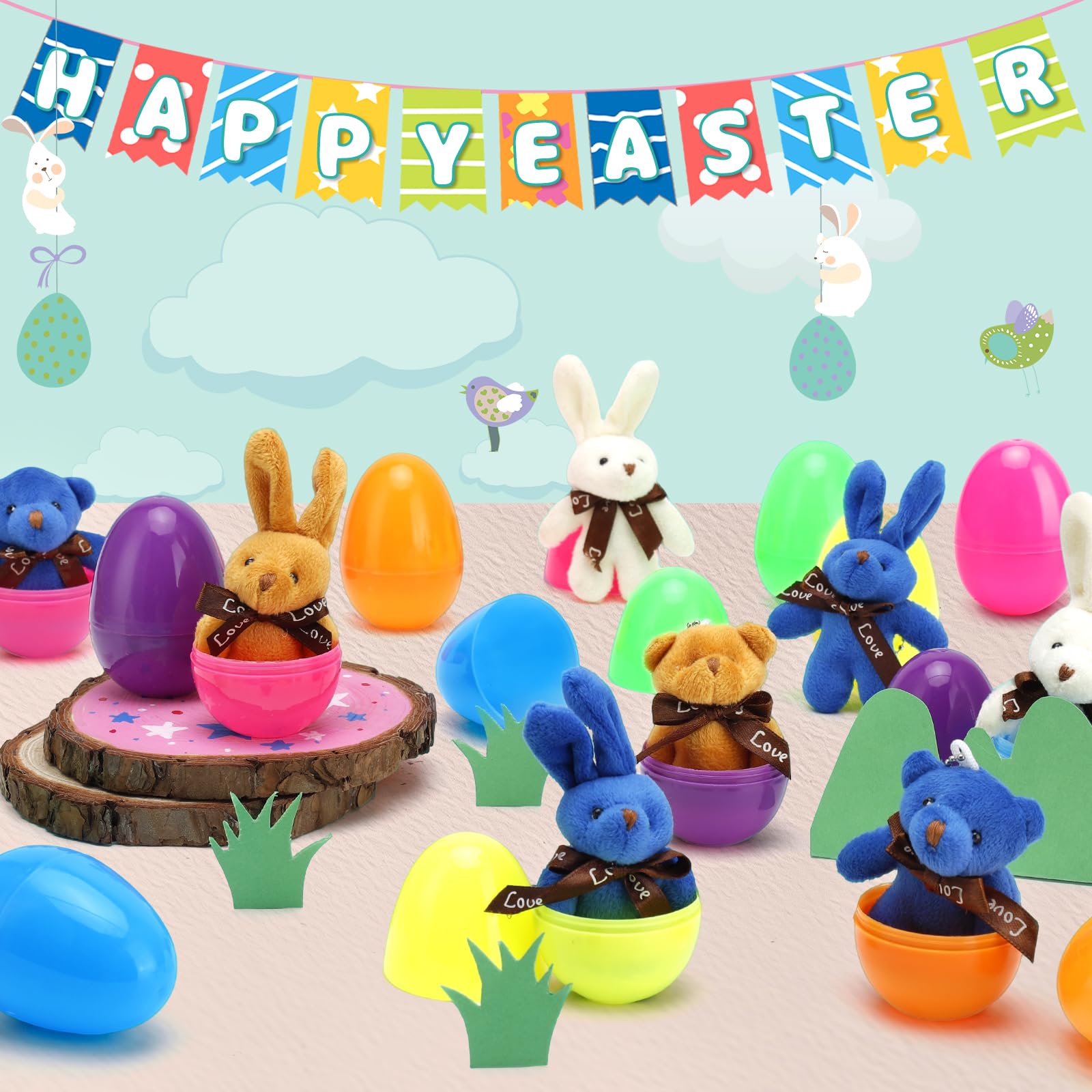 Foto 8 pulgar | Huevos De Pascua Prerellenos Auuguu Con Juguetes De Peluche Con Forma De Oso Conejo, 12 Unidades - Venta Internacional.