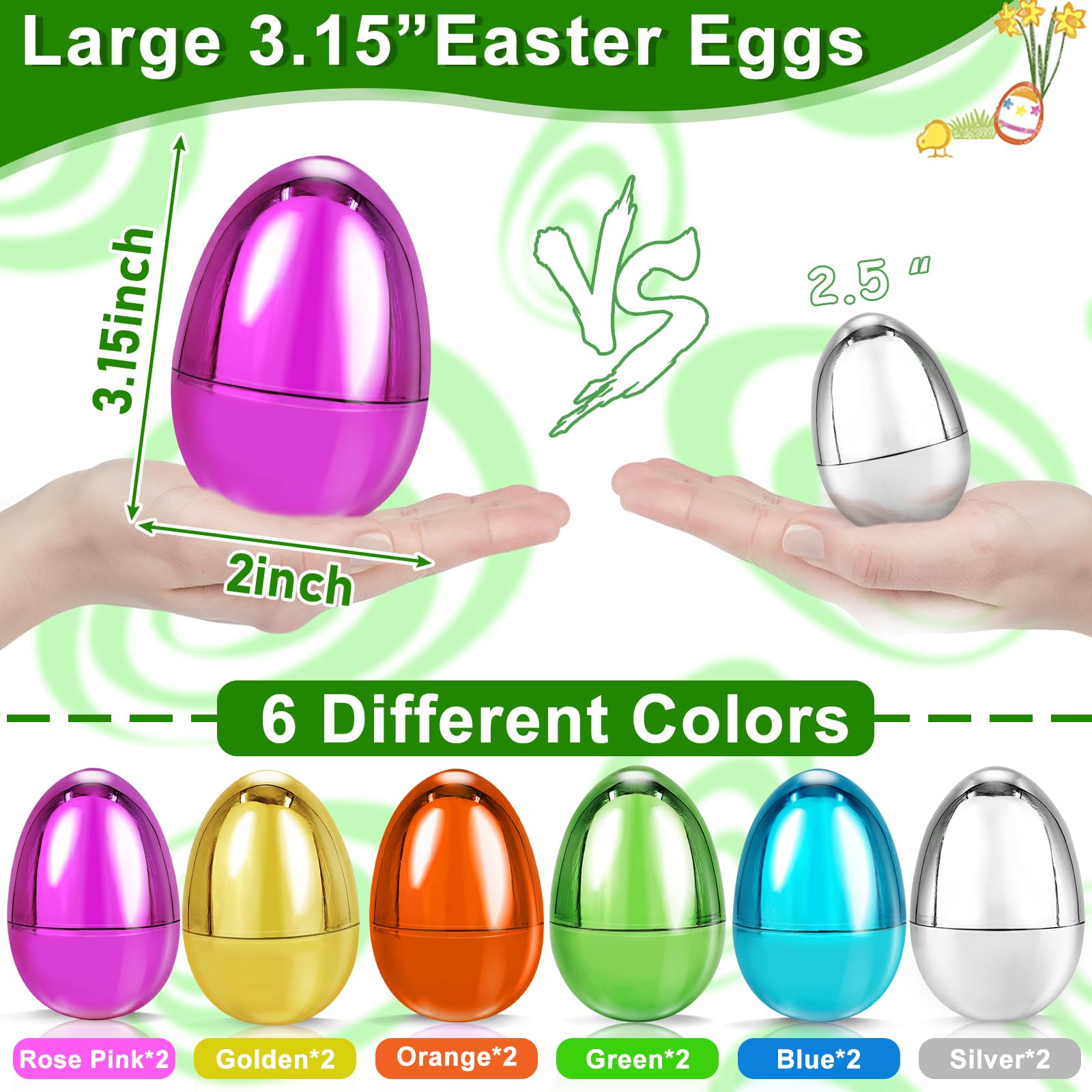 Foto 3 pulgar | Huevos De Pascua Turnmeon Metallic, 3,15 Pulgadas, Paquete De 12 Con Sorpresa - Venta Internacional.