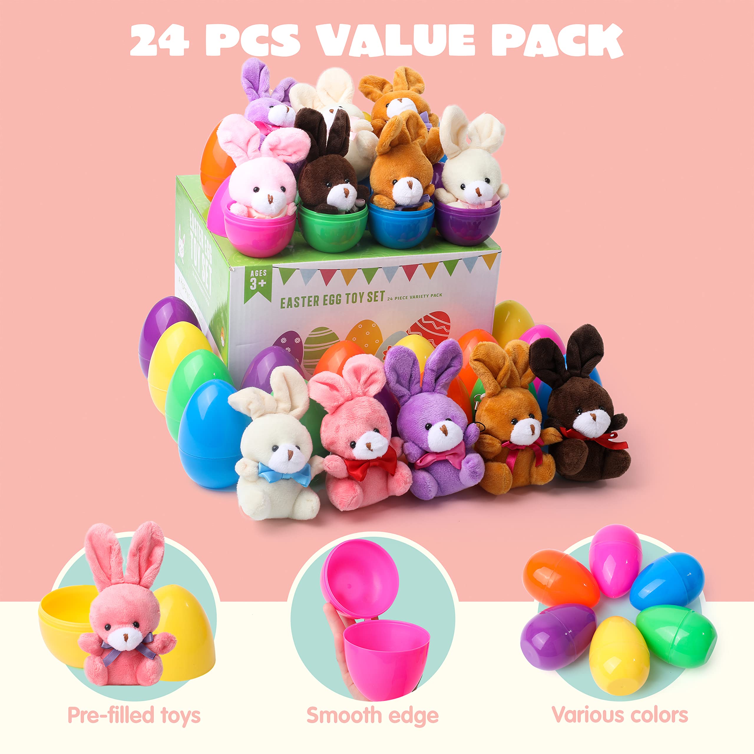 Foto 4 pulgar | Huevos De Pascua Rellenos De Peluche Joyin Con Conejitos De Peluche X24 Niños - Venta Internacional.