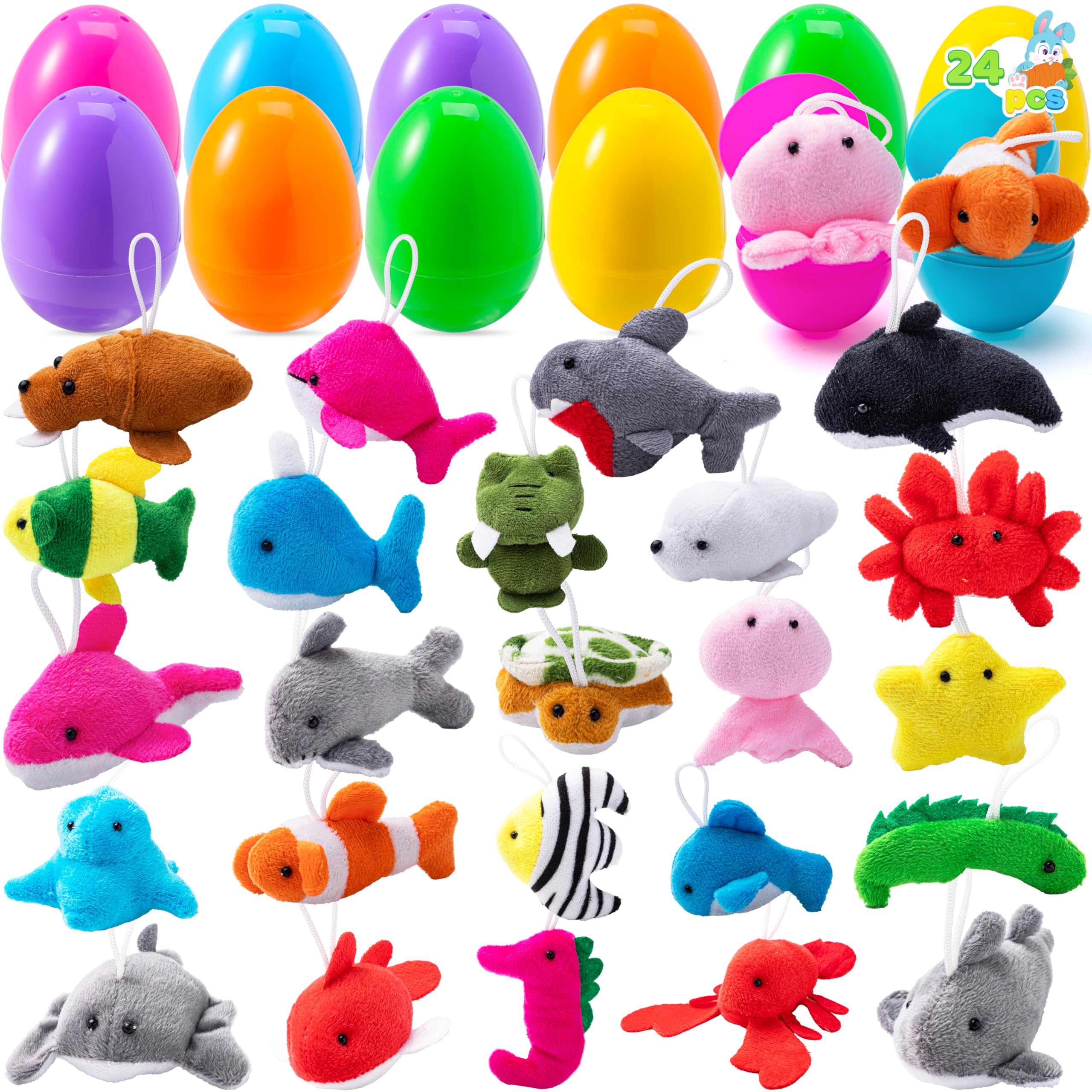 Juego De Huevos De Pascua Joyin Prerellenos Con Peluche De Animales Marinos, 24 Unidades - Venta Internacional.