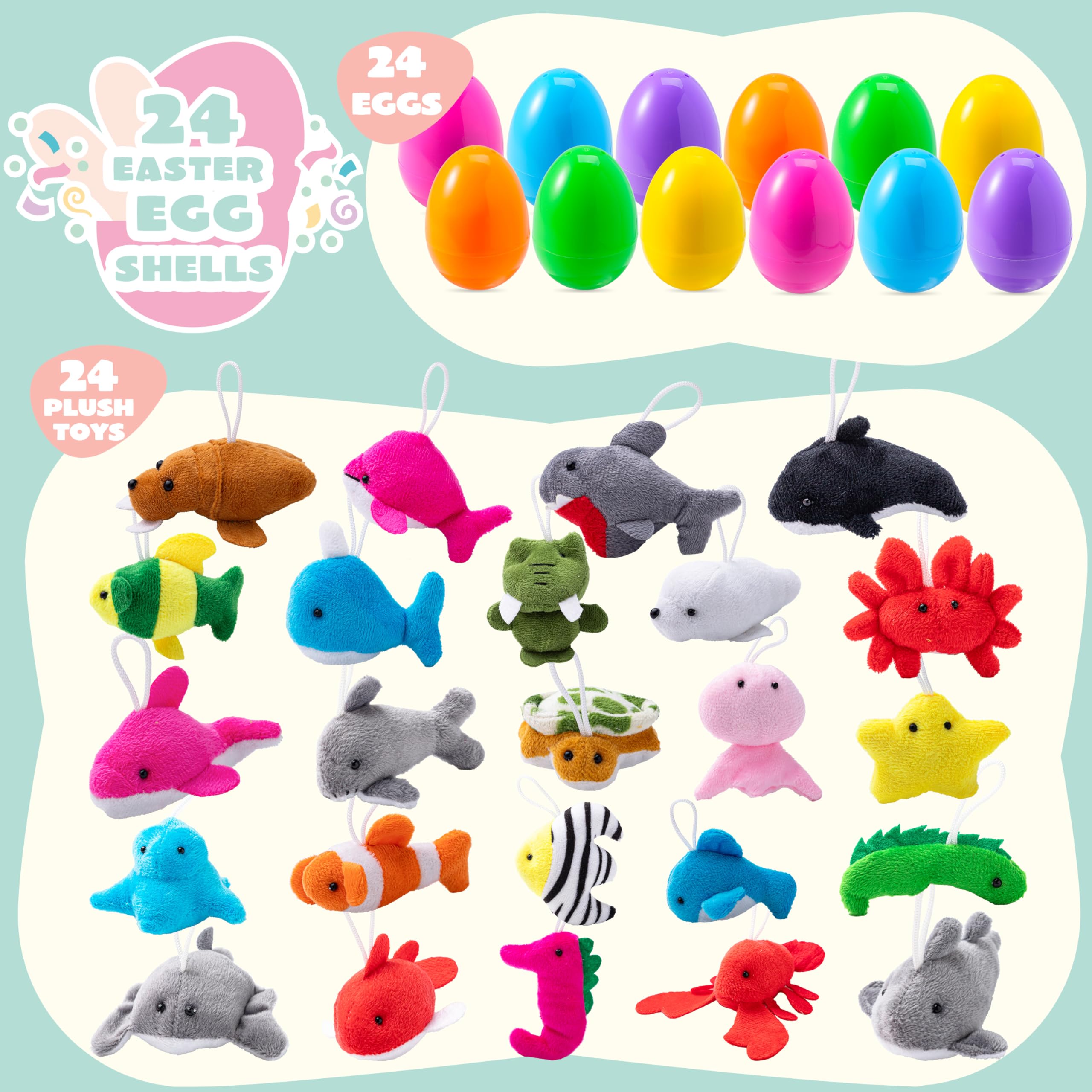 Foto 5 pulgar | Juego De Huevos De Pascua Joyin Prerellenos Con Peluche De Animales Marinos, 24 Unidades - Venta Internacional.