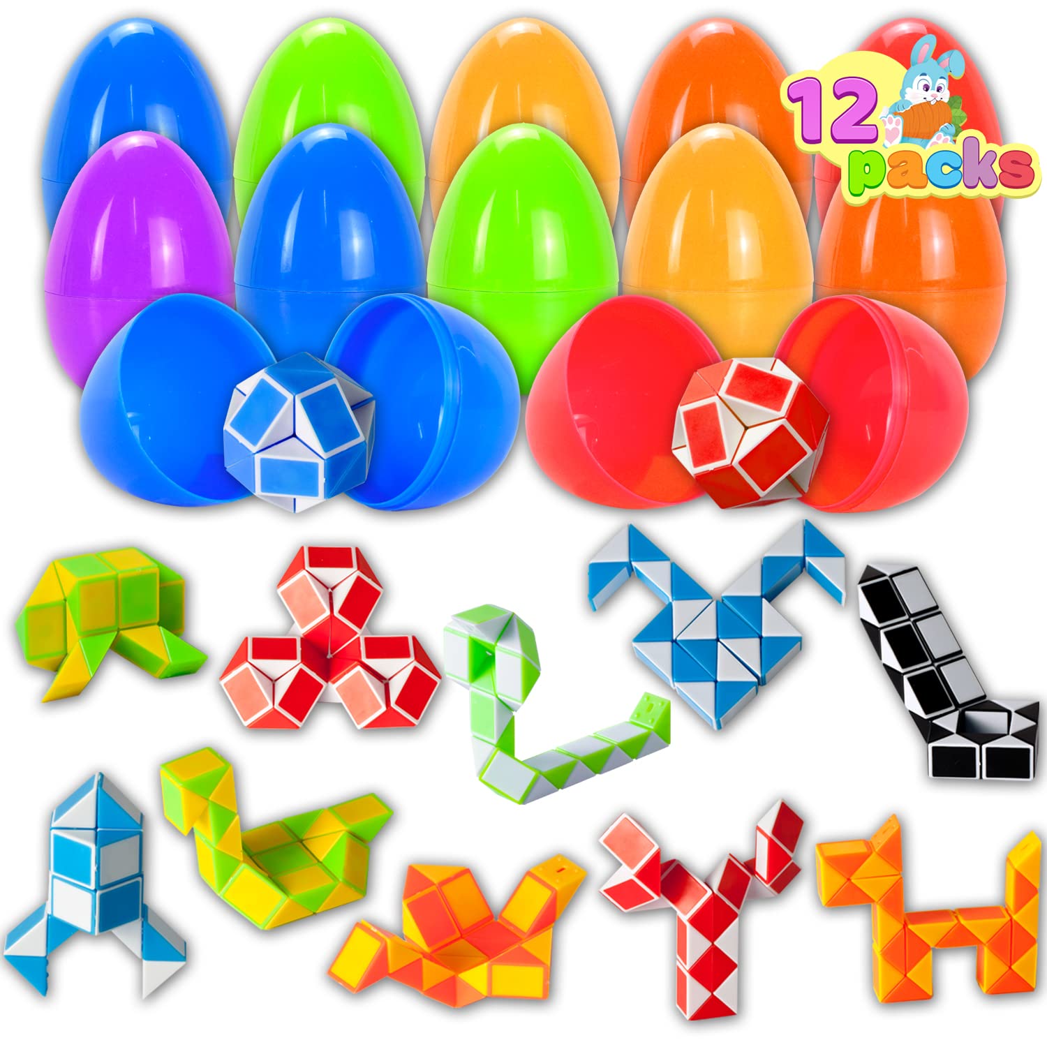 Huevos De Pascua Joyin Precargados Con Minicubos De Serpiente, 12 Unidades - Venta Internacional.